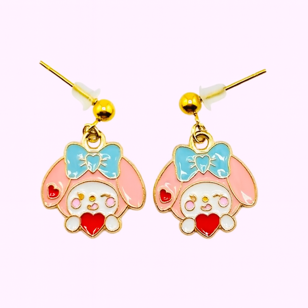My melody Sanrio coral dangle stainless steel earrings