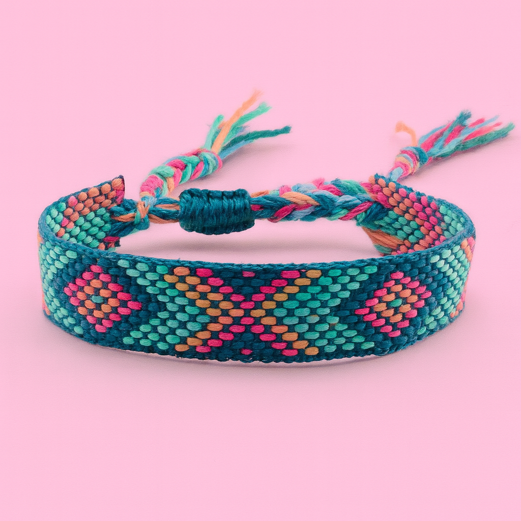 Bassie Blue, pink and test adjustable bracelet