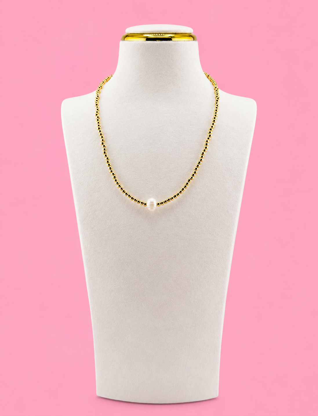 Serenity necklace gold filled with one fresh pearl