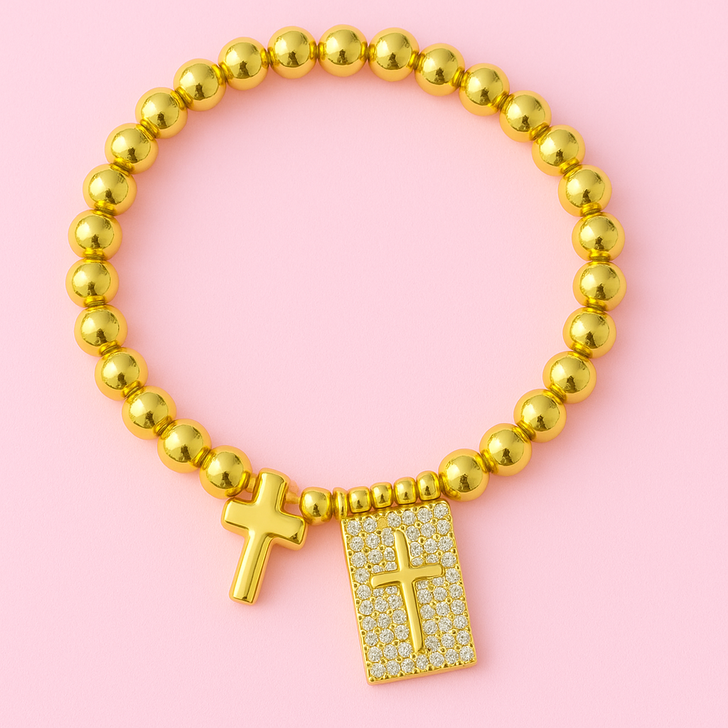Phoenix cross 18k gold filled bracelet