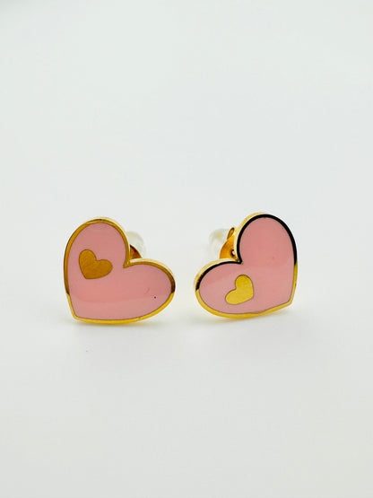 Freya pink enamel and stainless steel earrings