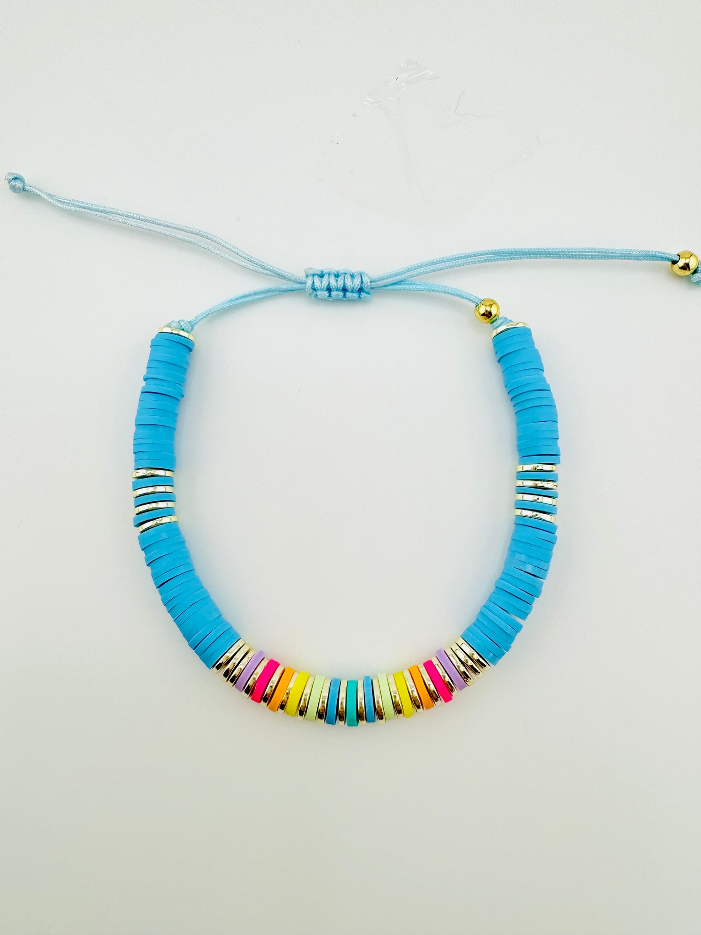 Maya turquoise bracelet in clay beads and gold filled