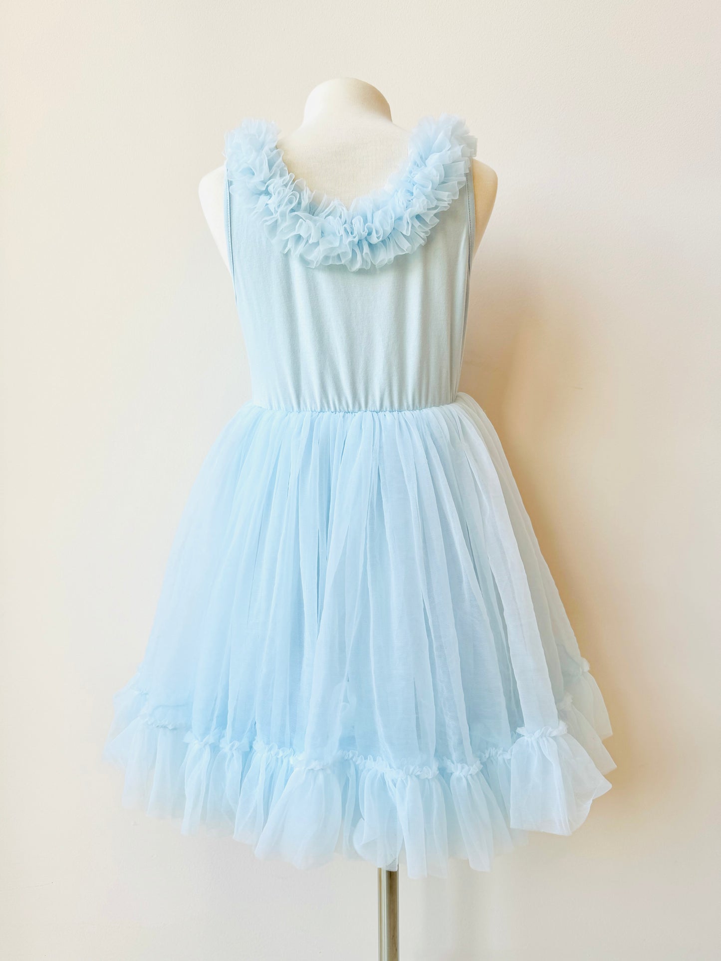 Celeste Dress in 100% pima cotton with tulle in light blue