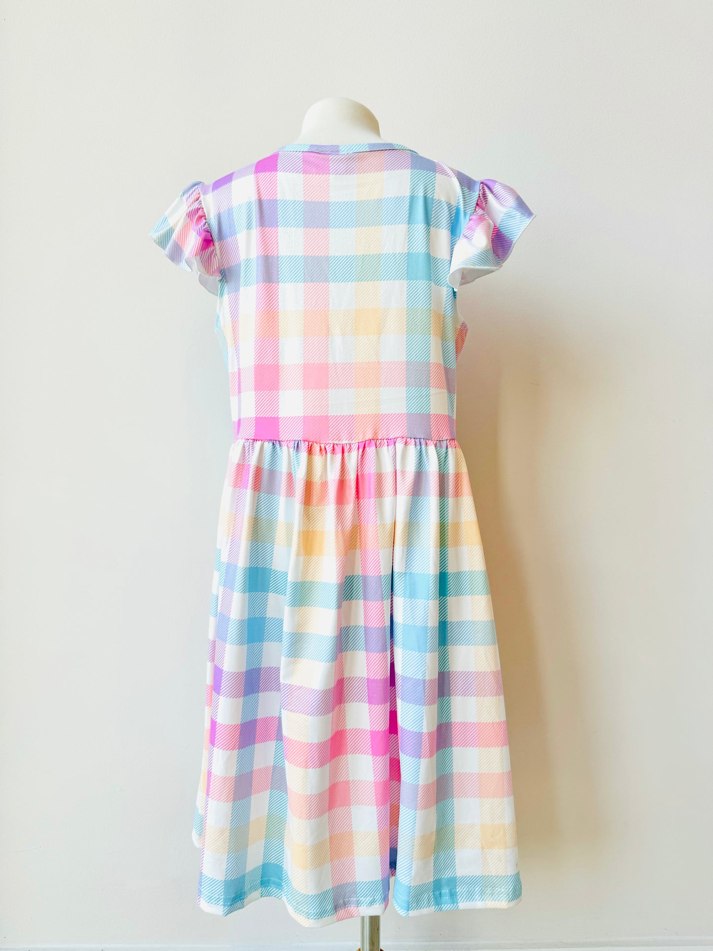 Adalia plaid pima cotton stretch dress in pastels