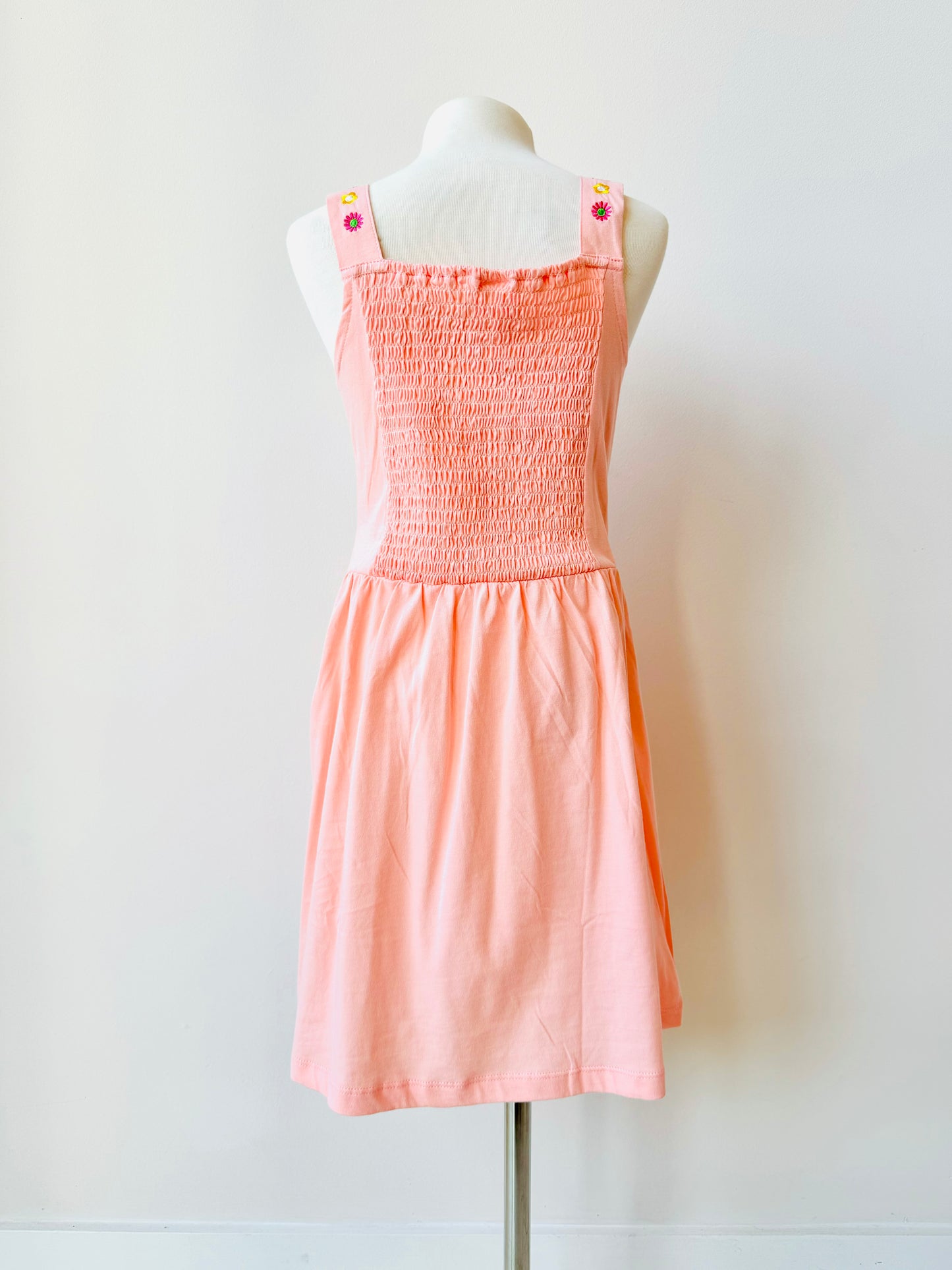 Daisy coral embroider sundress in pima cotton for girls