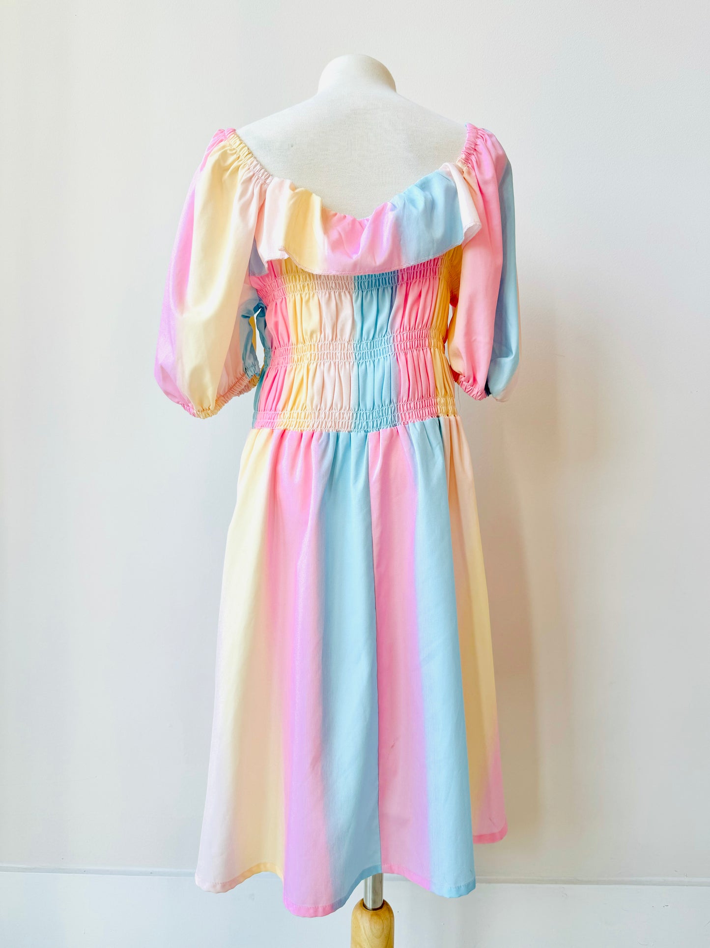 Eve pastel rainbow color dress for girls off the shoulder