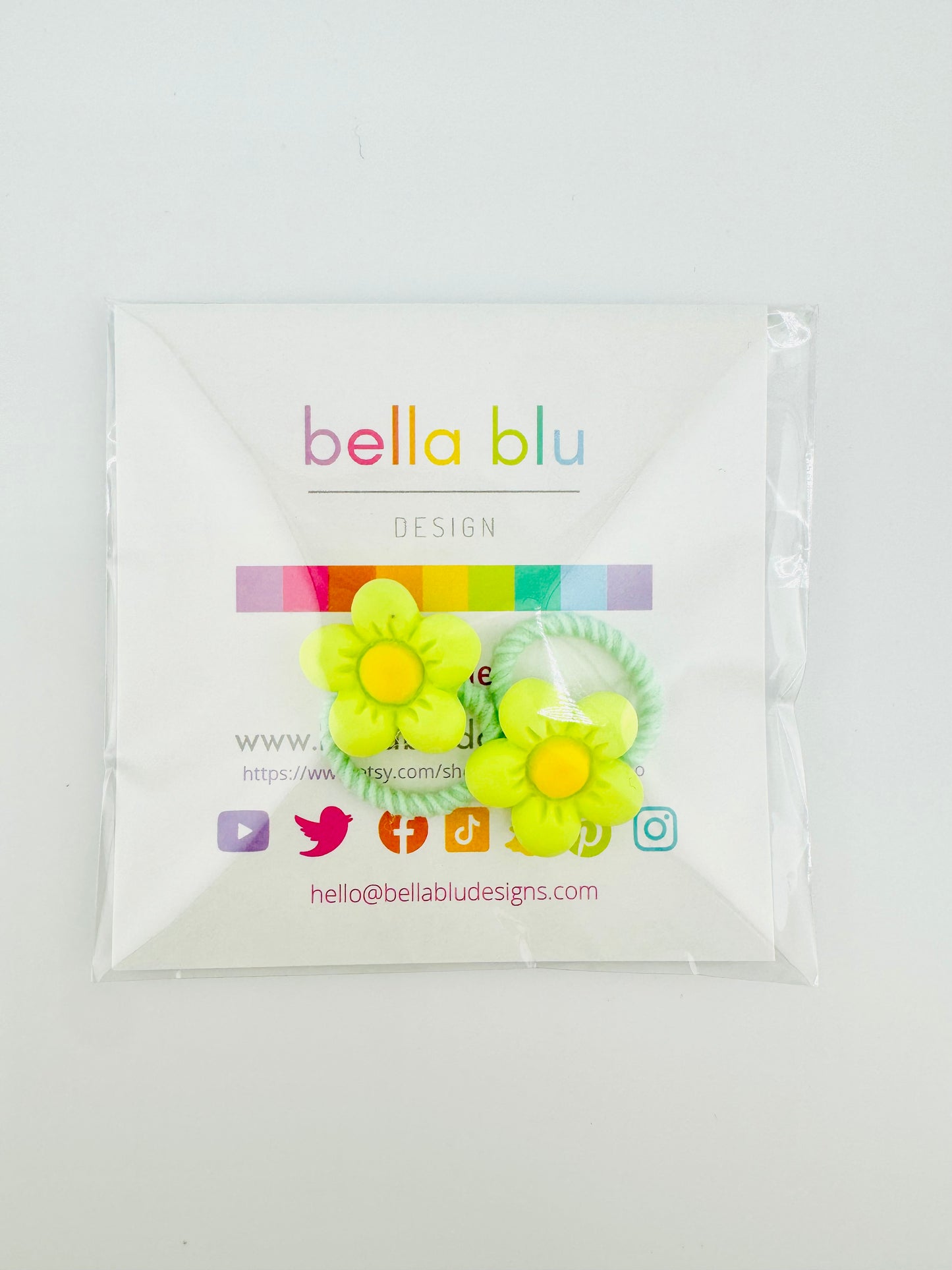 Lime green flower hair ties