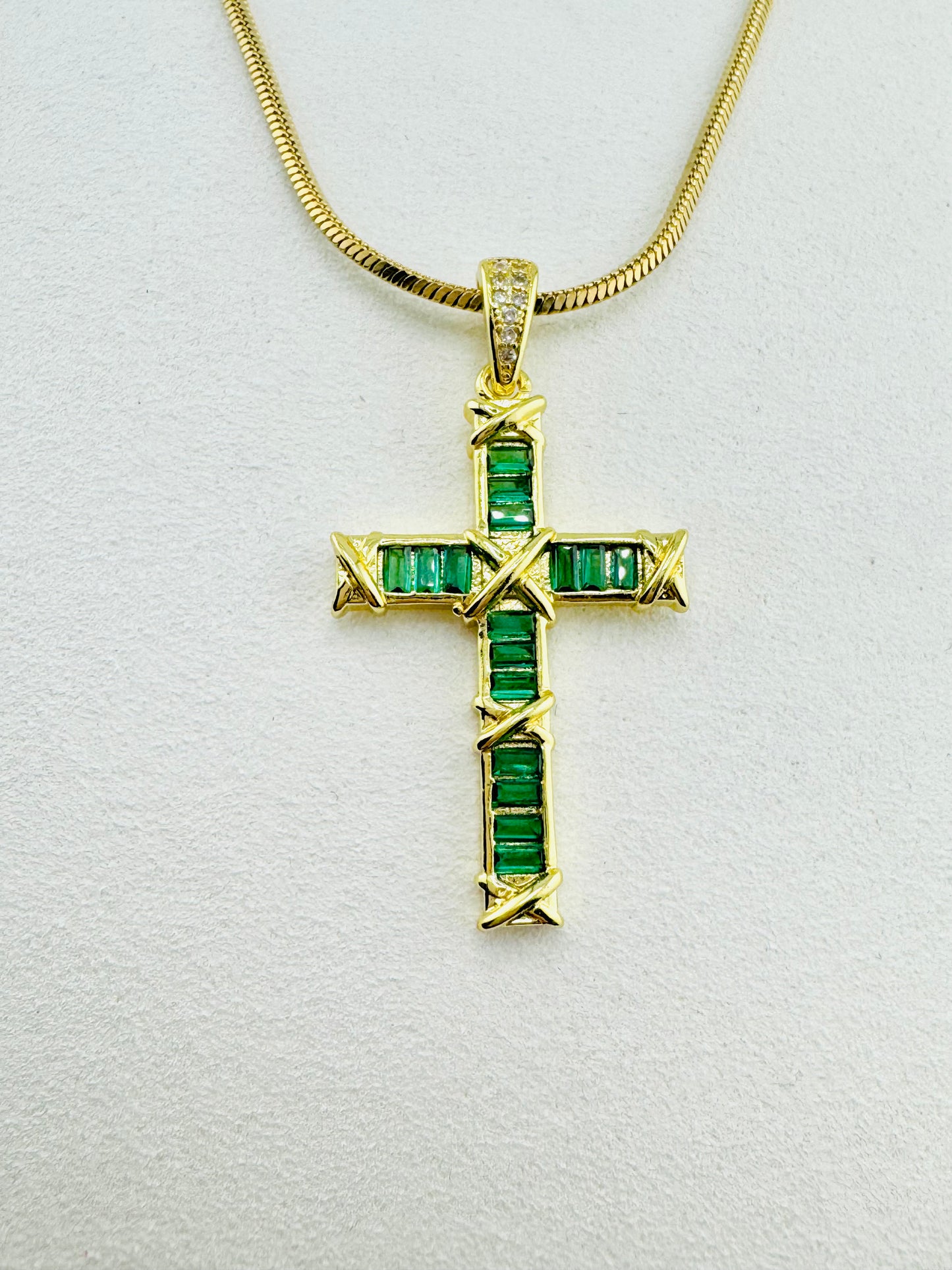 Green 18k gold filled necklace