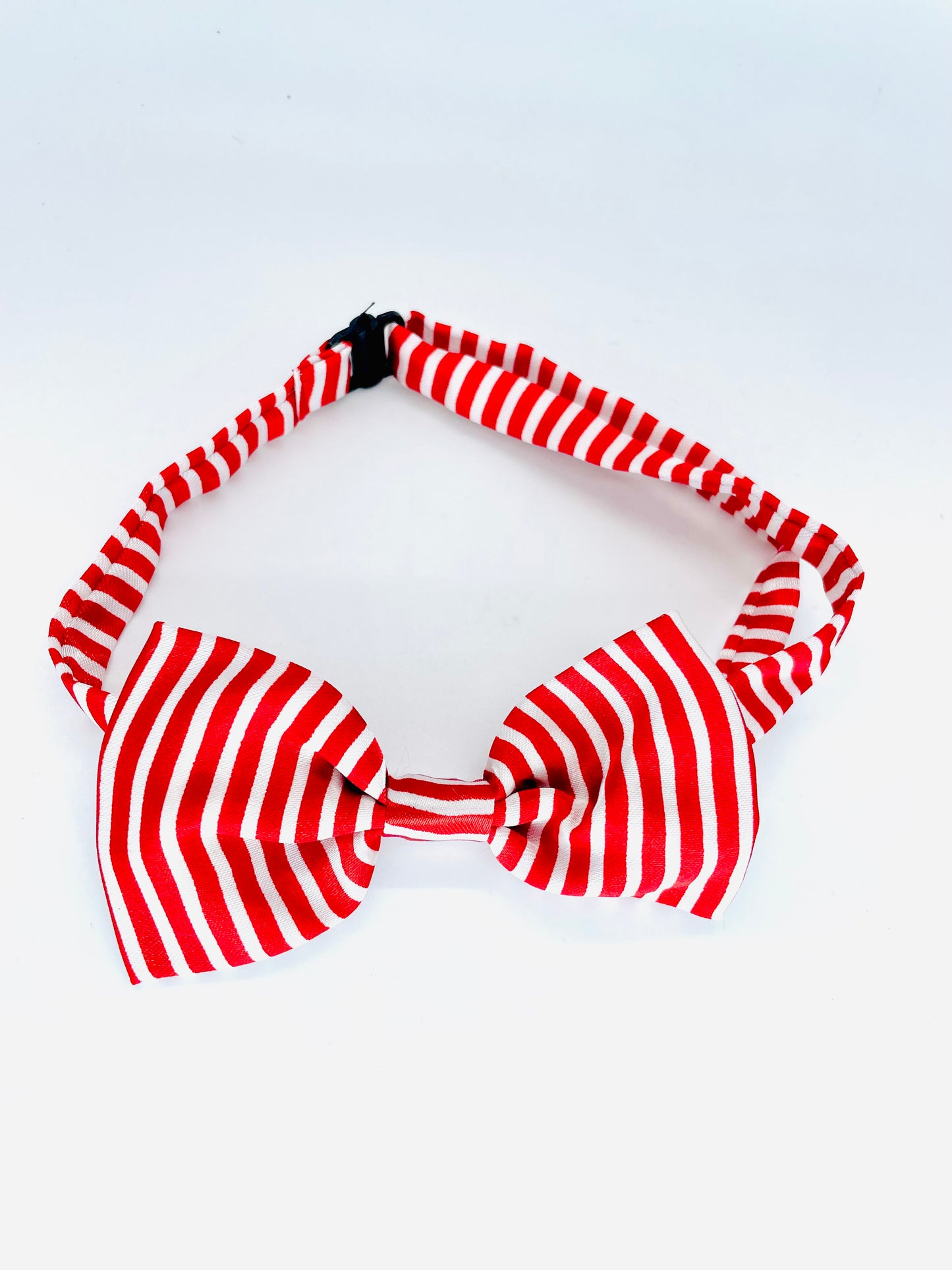 Red adjustable white stripe dog bow tie
