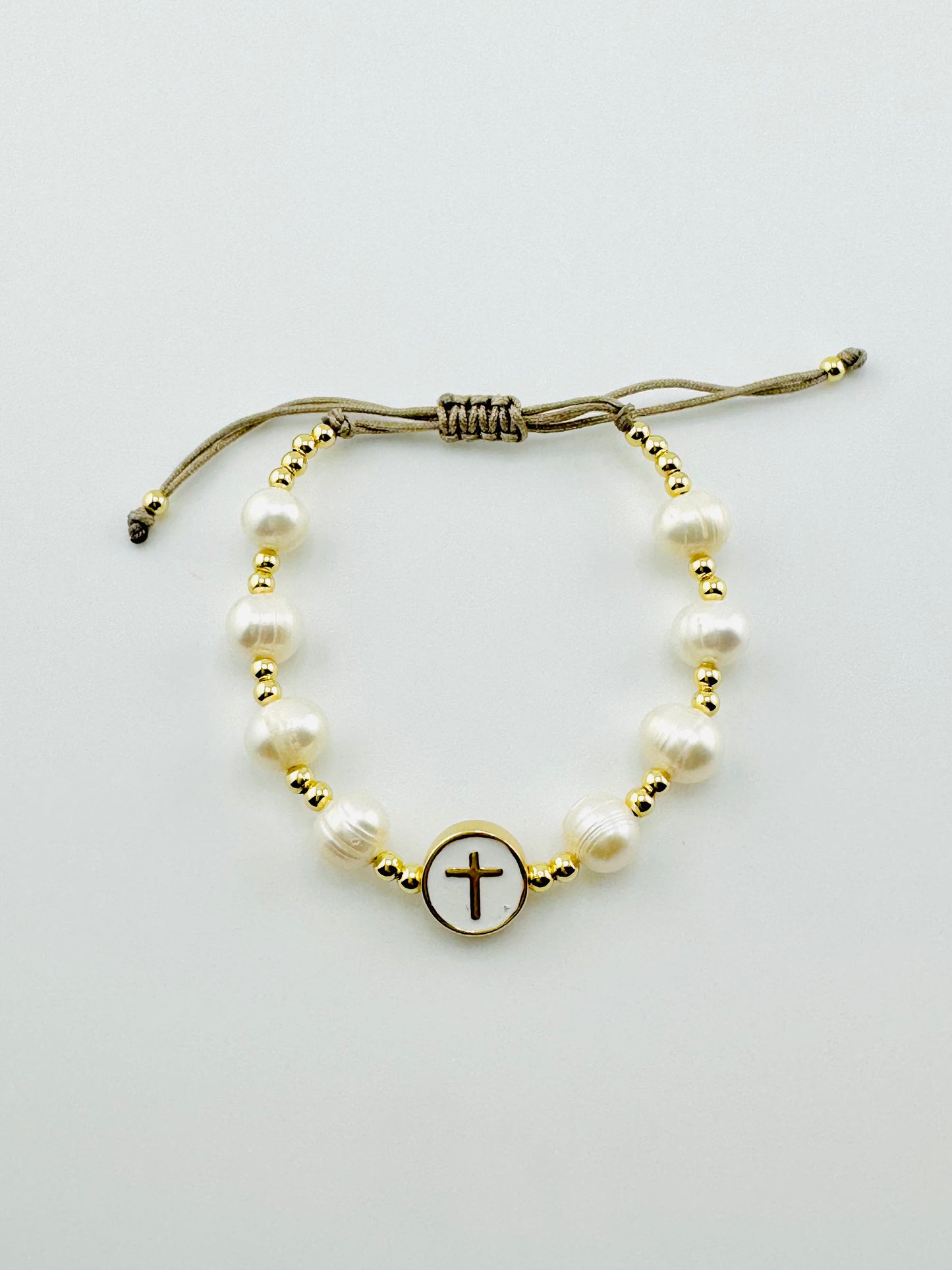 Real fresh water pearl adjustable 18k gold filled bracelet