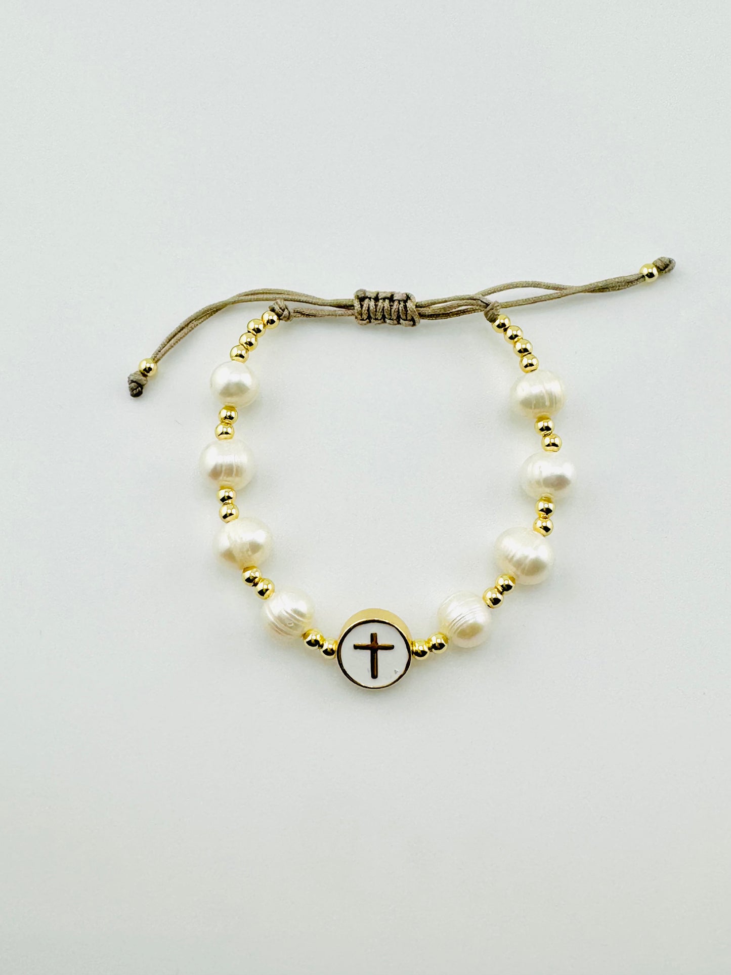 Real fresh water pearl adjustable 18k gold filled bracelet