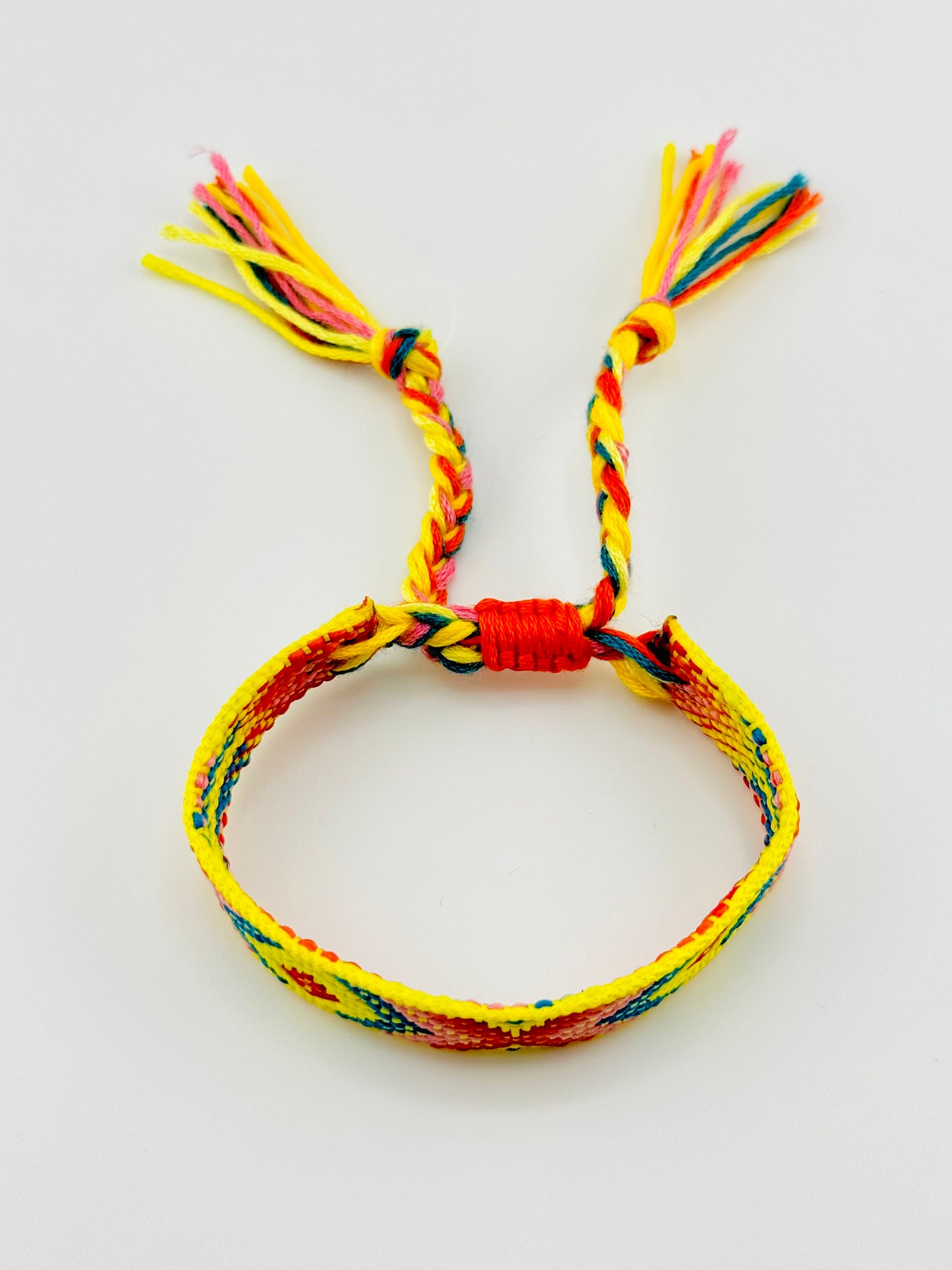 Bright yellow, orange and red adjustable bracelet