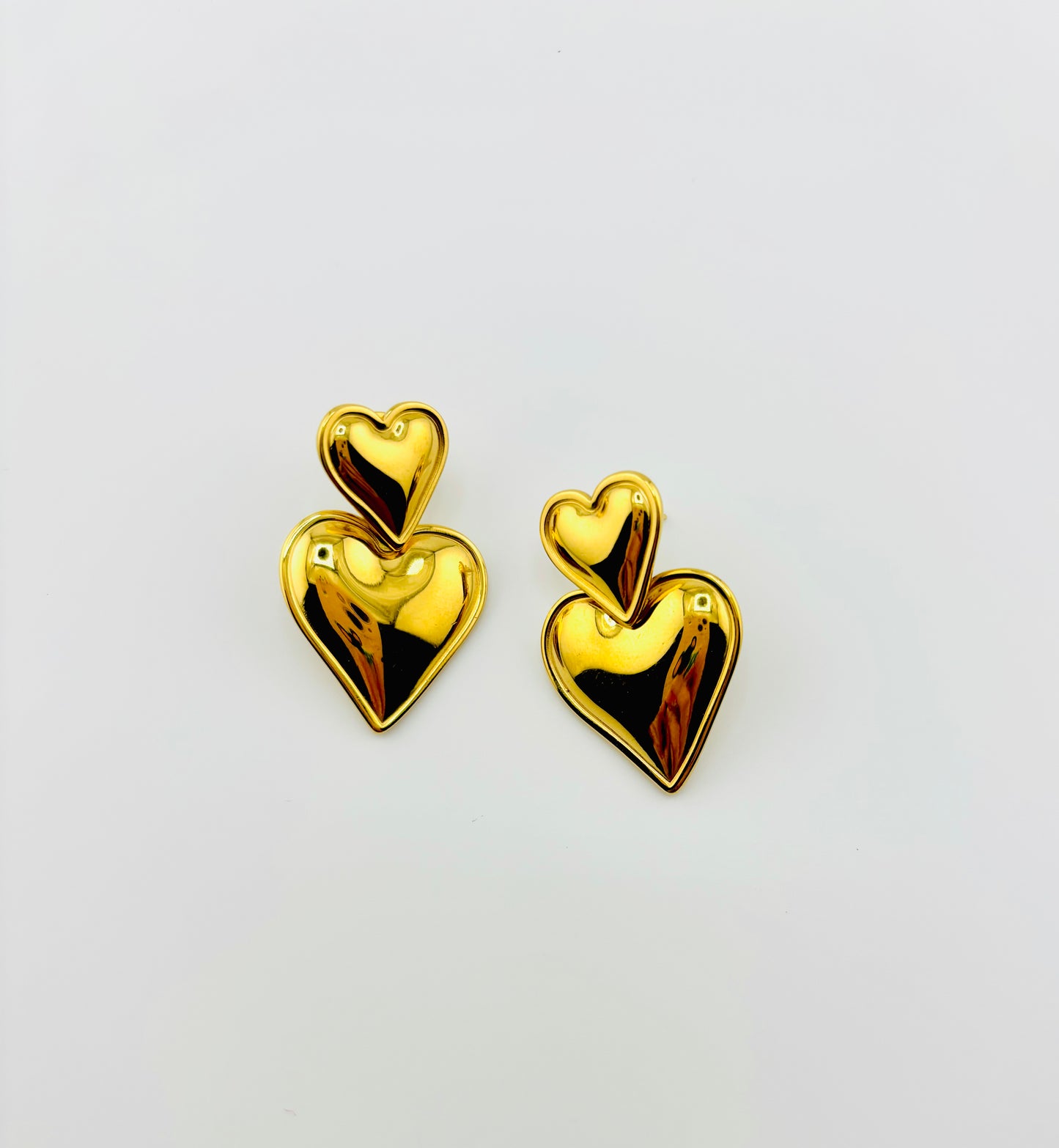 Gabriella double heart gold filled earrings