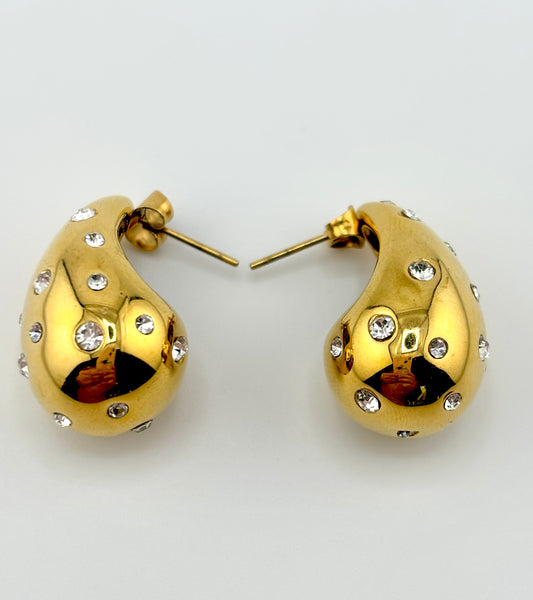 Nevaeh rhinestone encrusted gold filled earrings