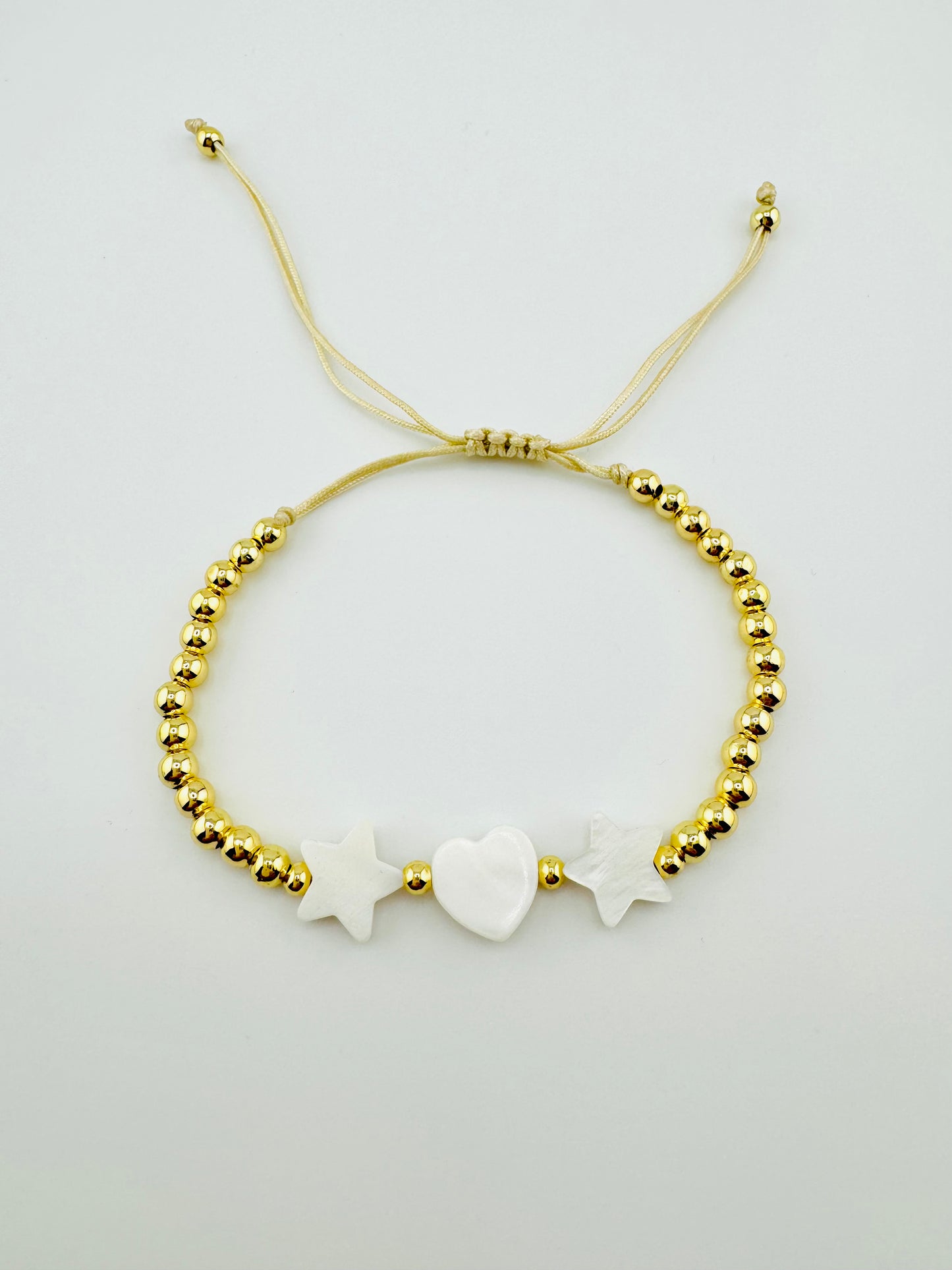 Luna gold filled with mother of pearl heart and star bracelet