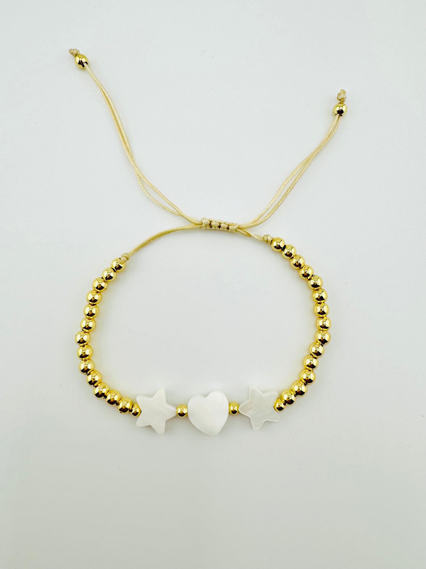 Luna gold filled with mother of pearl heart and star bracelet