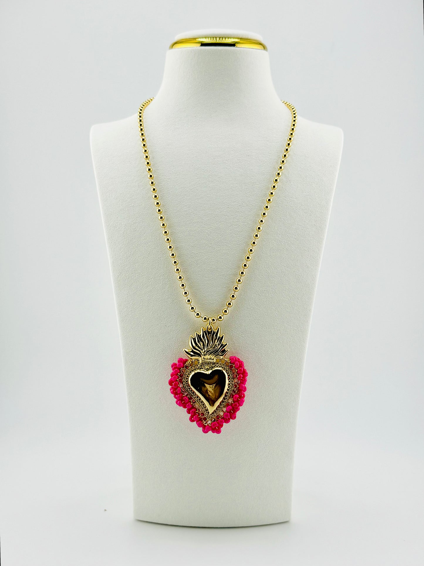 Olivia gold filled and pink beaded necklace