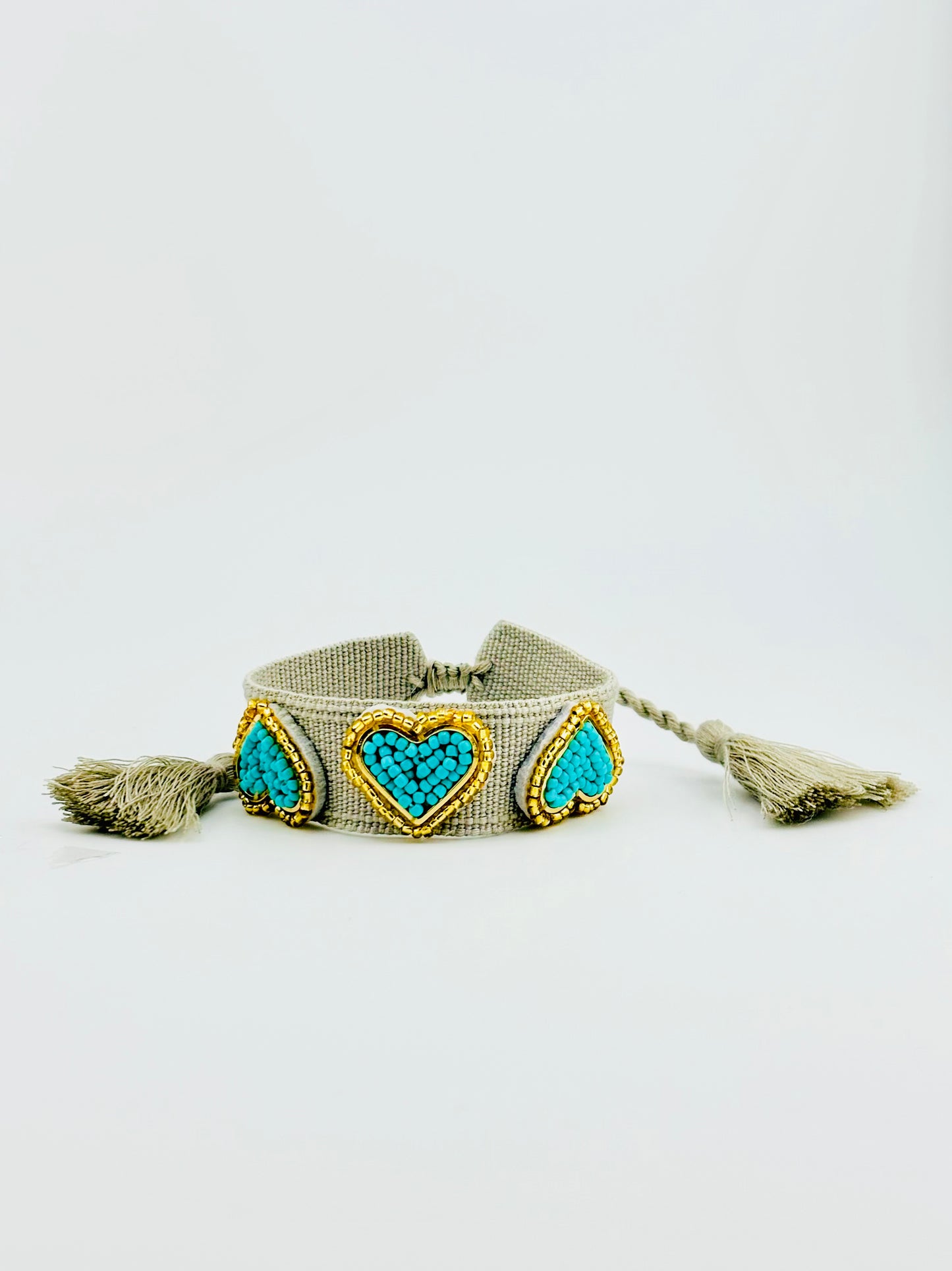 Kesha turquoise beaded heart adjustable bracelet