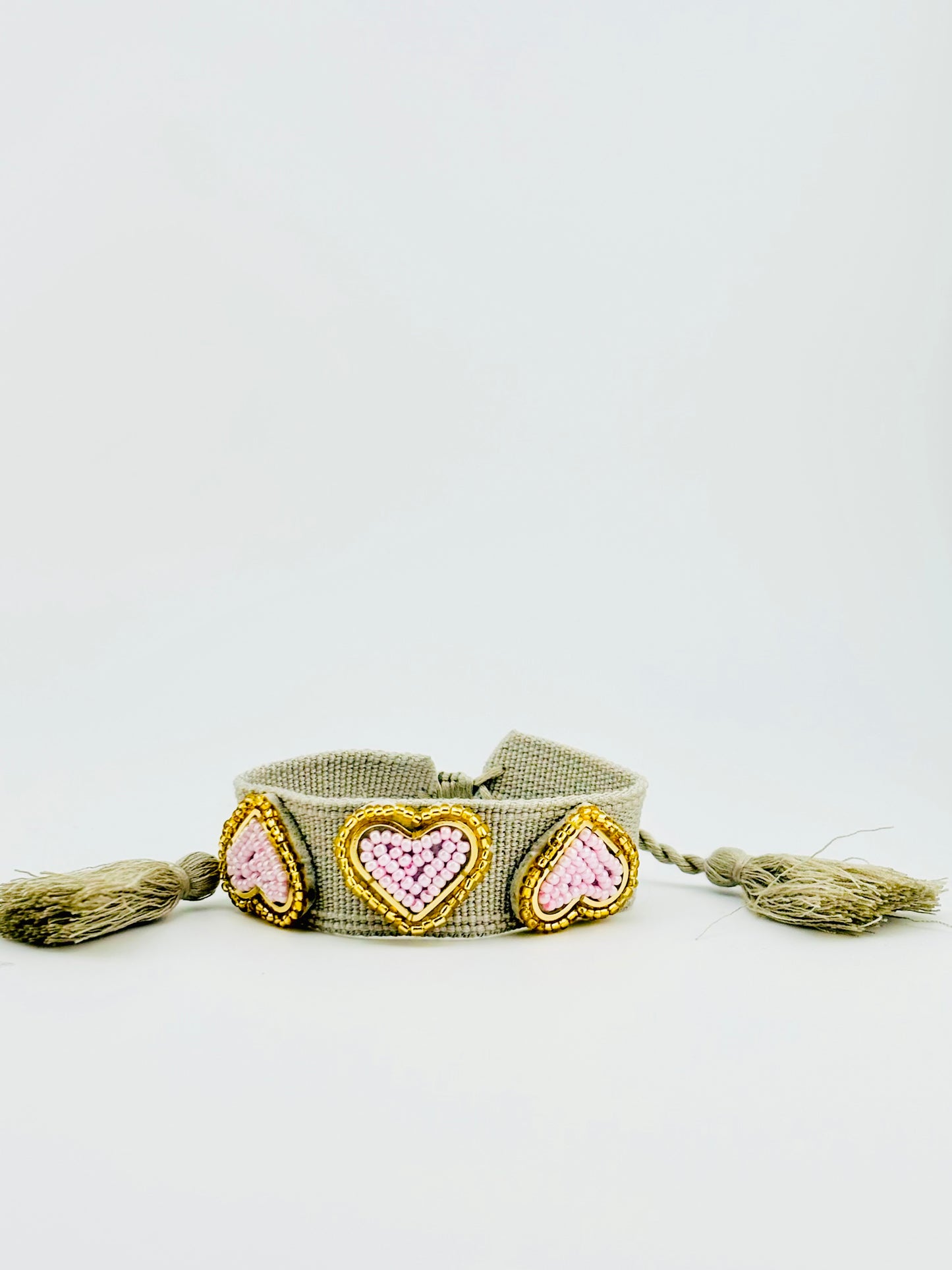 Kesha pink beaded heart adjustable bracelet