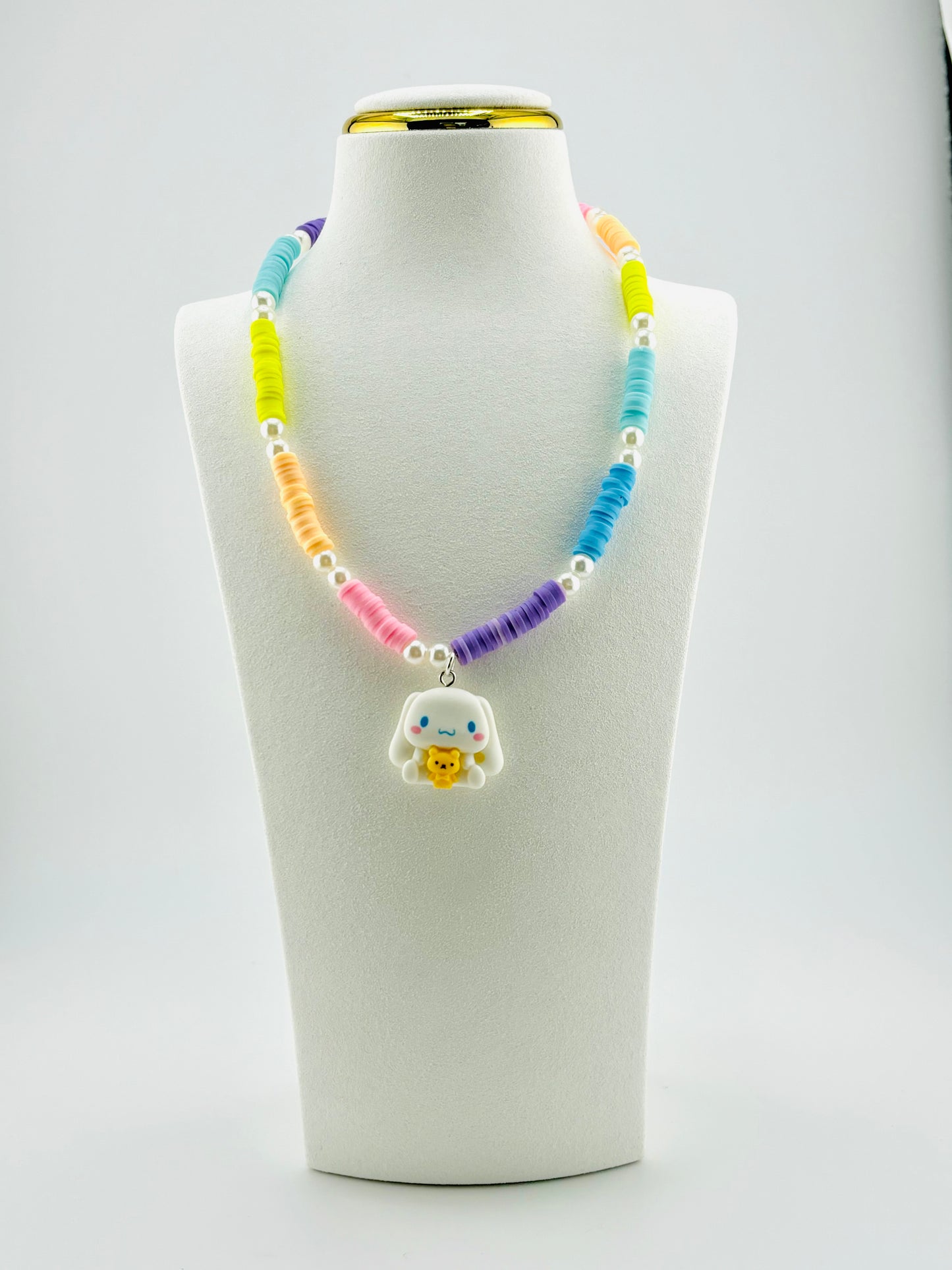 Cinnamonn roll rainbow beaded necklace
