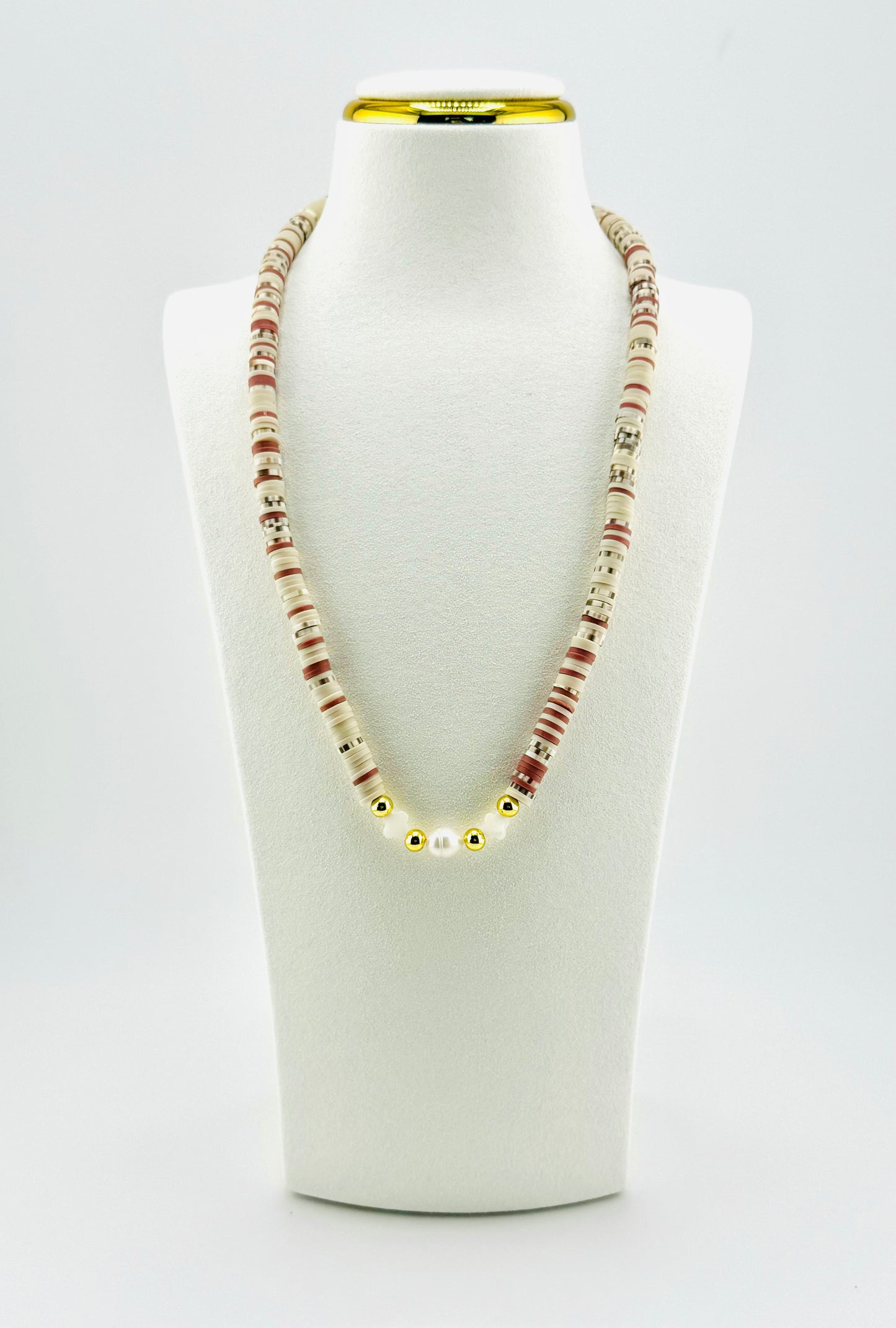 Patricia clay bead and fresh water pearls necklace