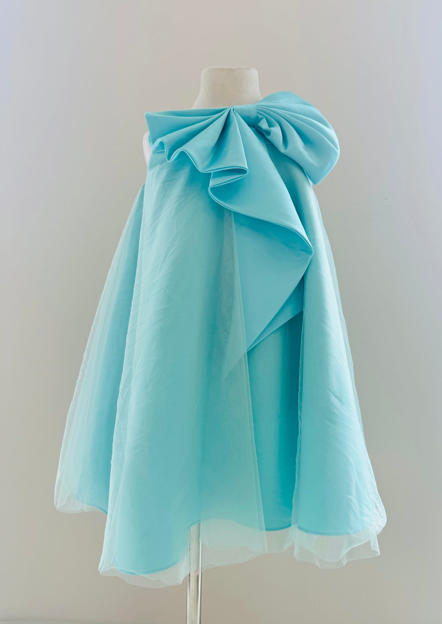 Paola acqua bow A line dress