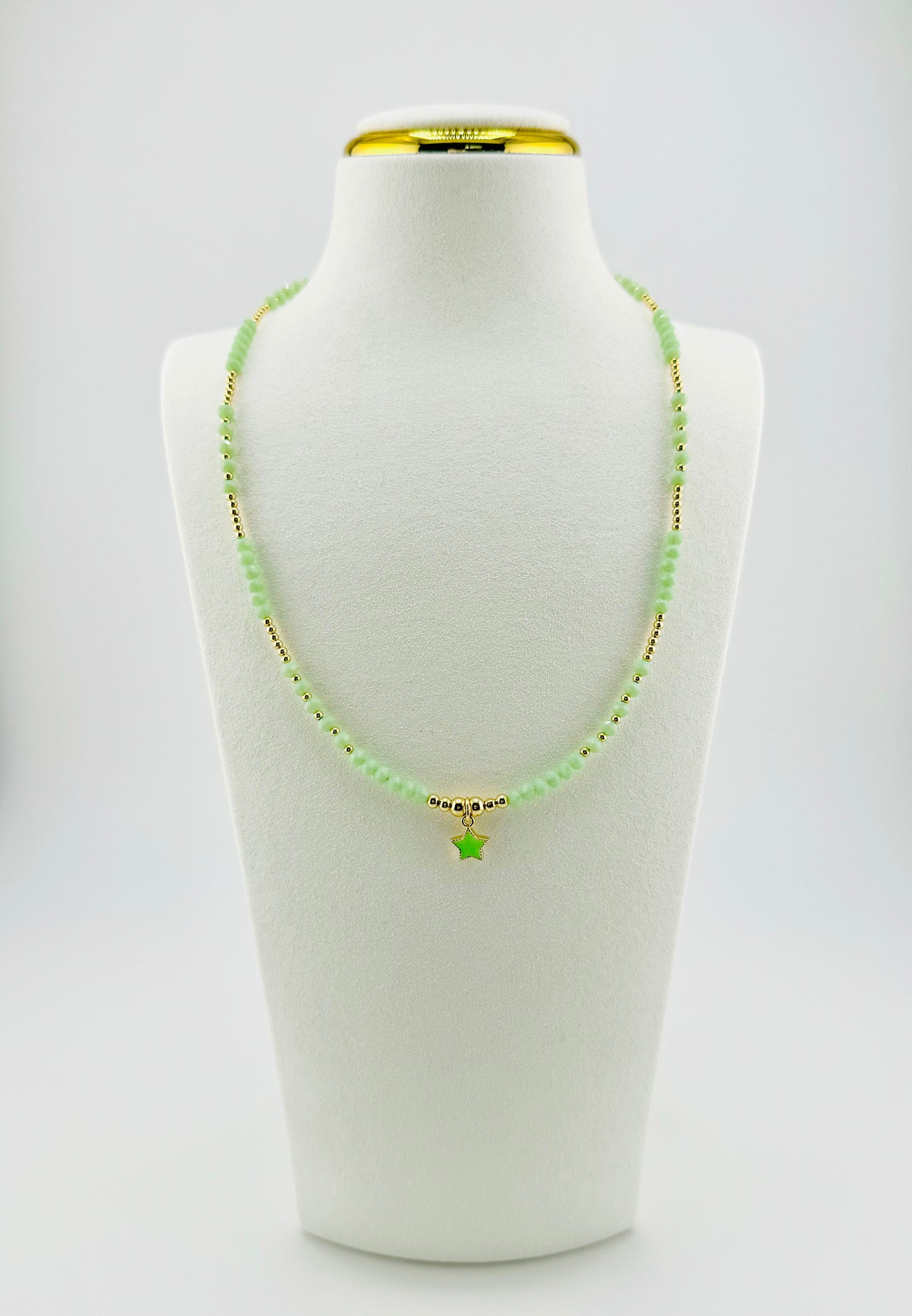 Isabella green beaded 18k gold filled necklace