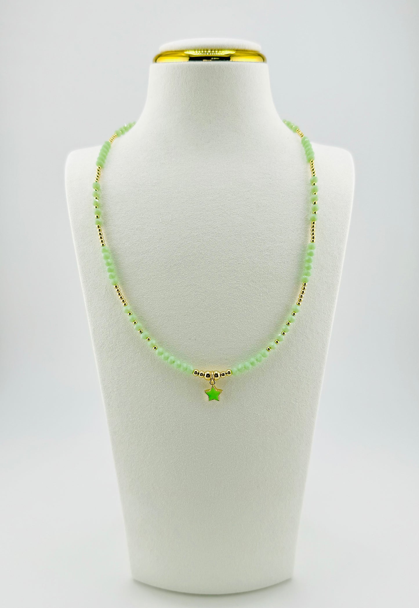 Isabella green beaded 18k gold filled necklace