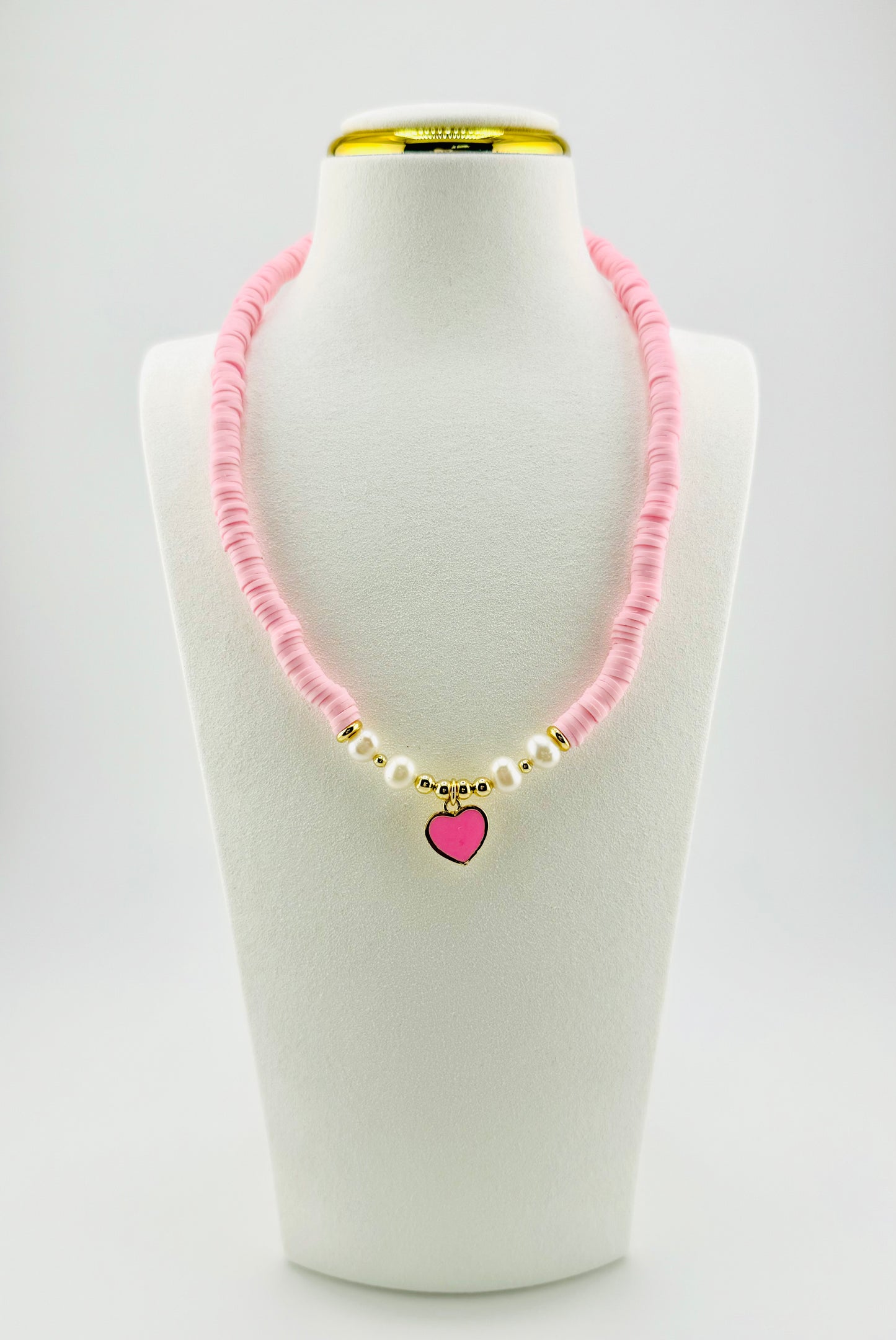 Ivy pink heart 18k gold filled necklace