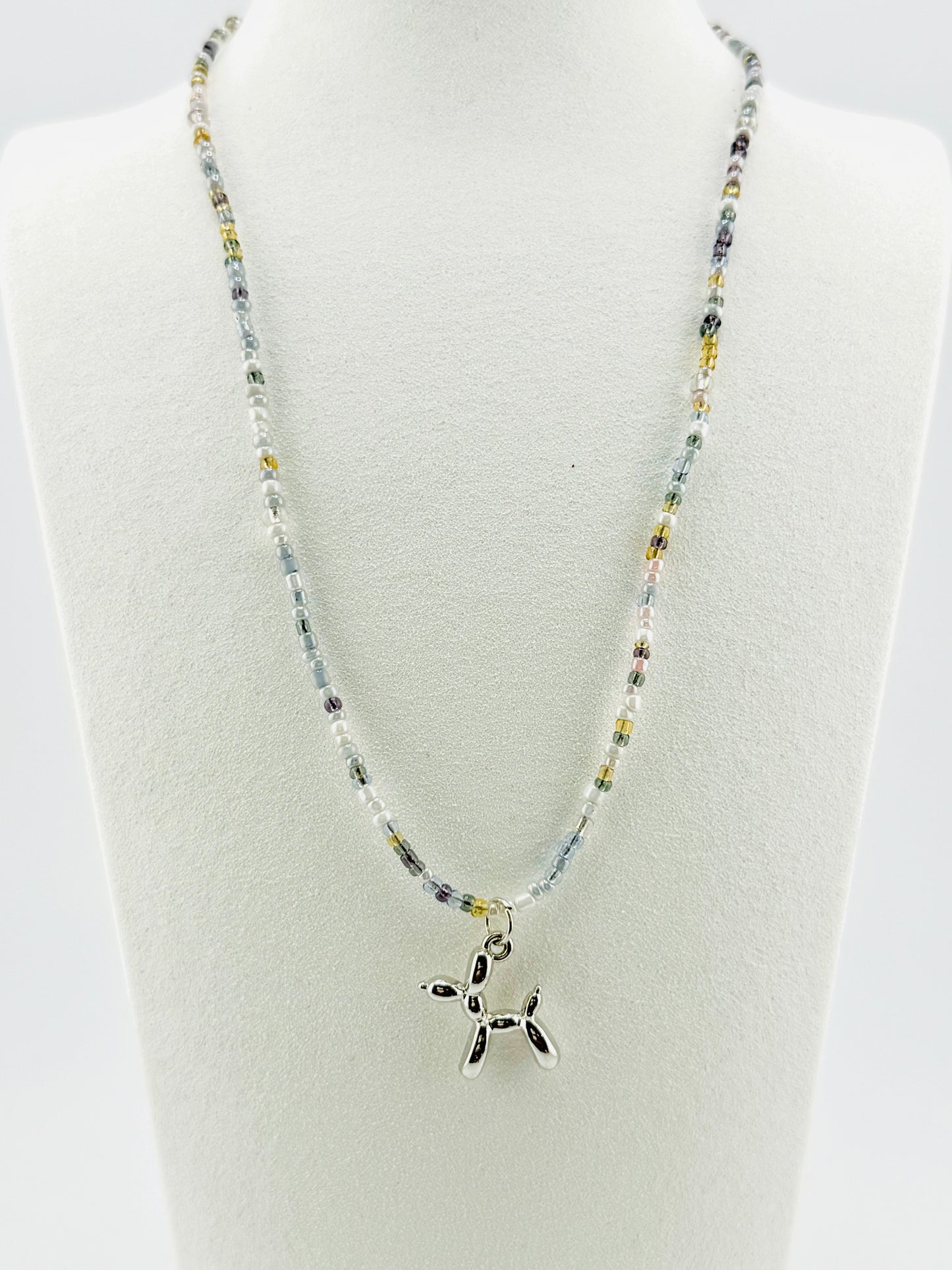 Riley silver beaded dog necklace