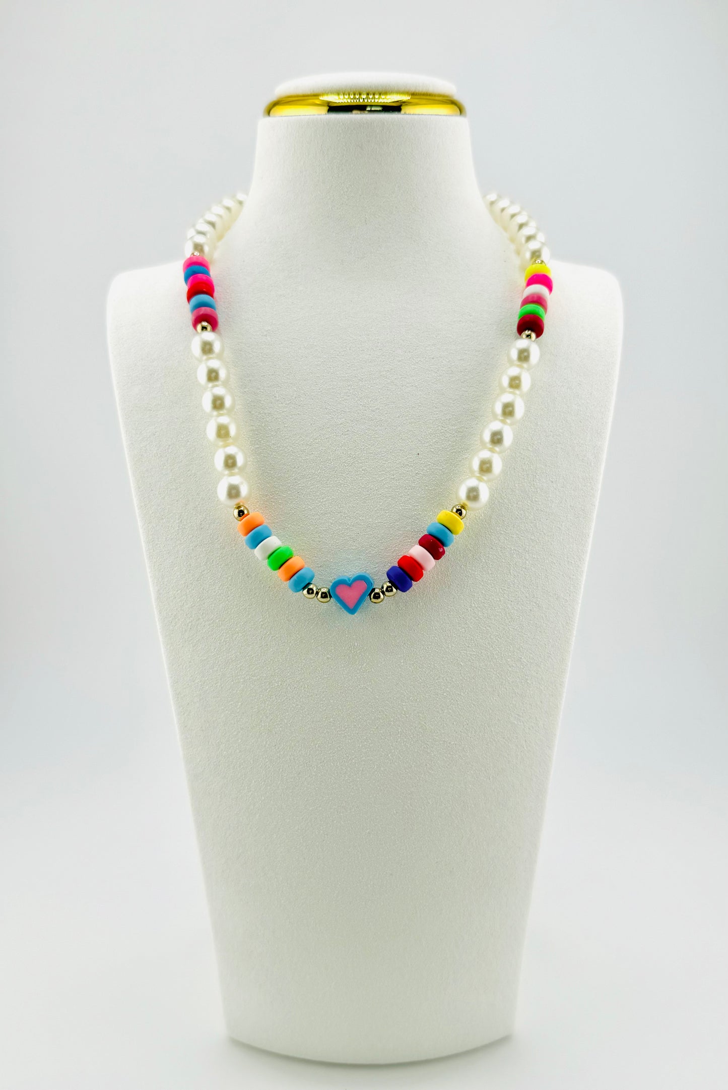 Emilia faux pearls and colorful beaded necklace