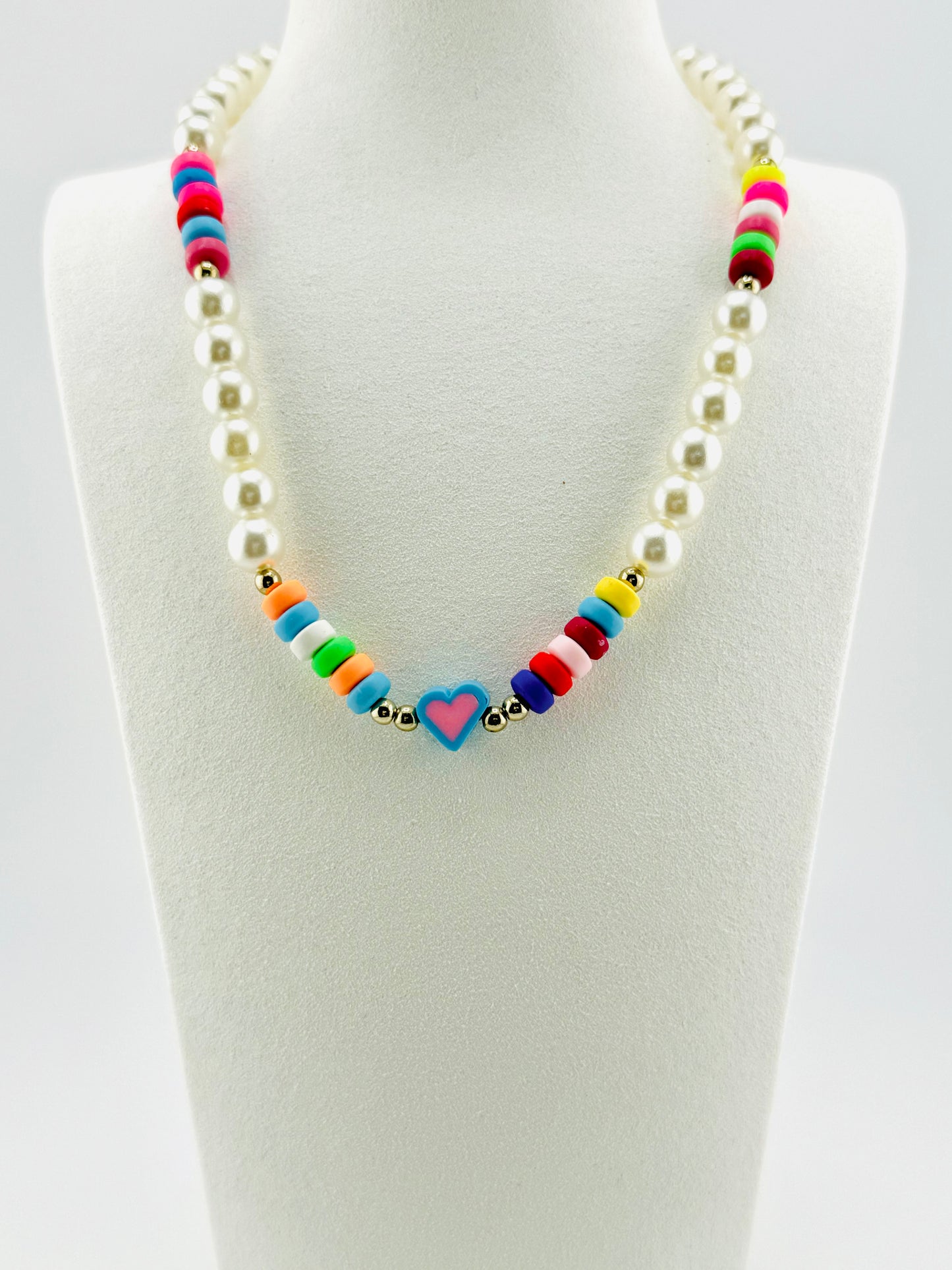 Emilia faux pearls and colorful beaded necklace