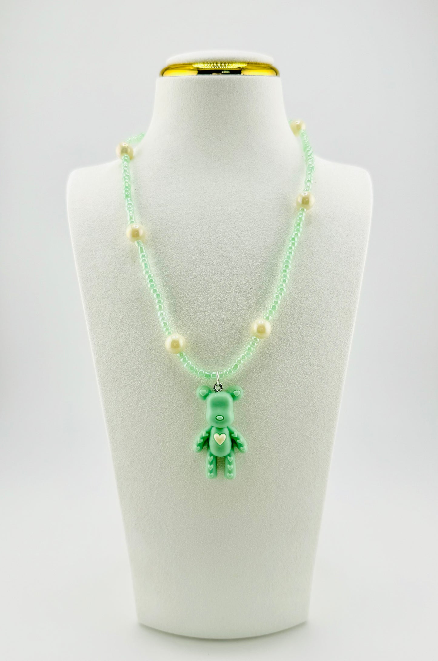 Maya green bear necklace