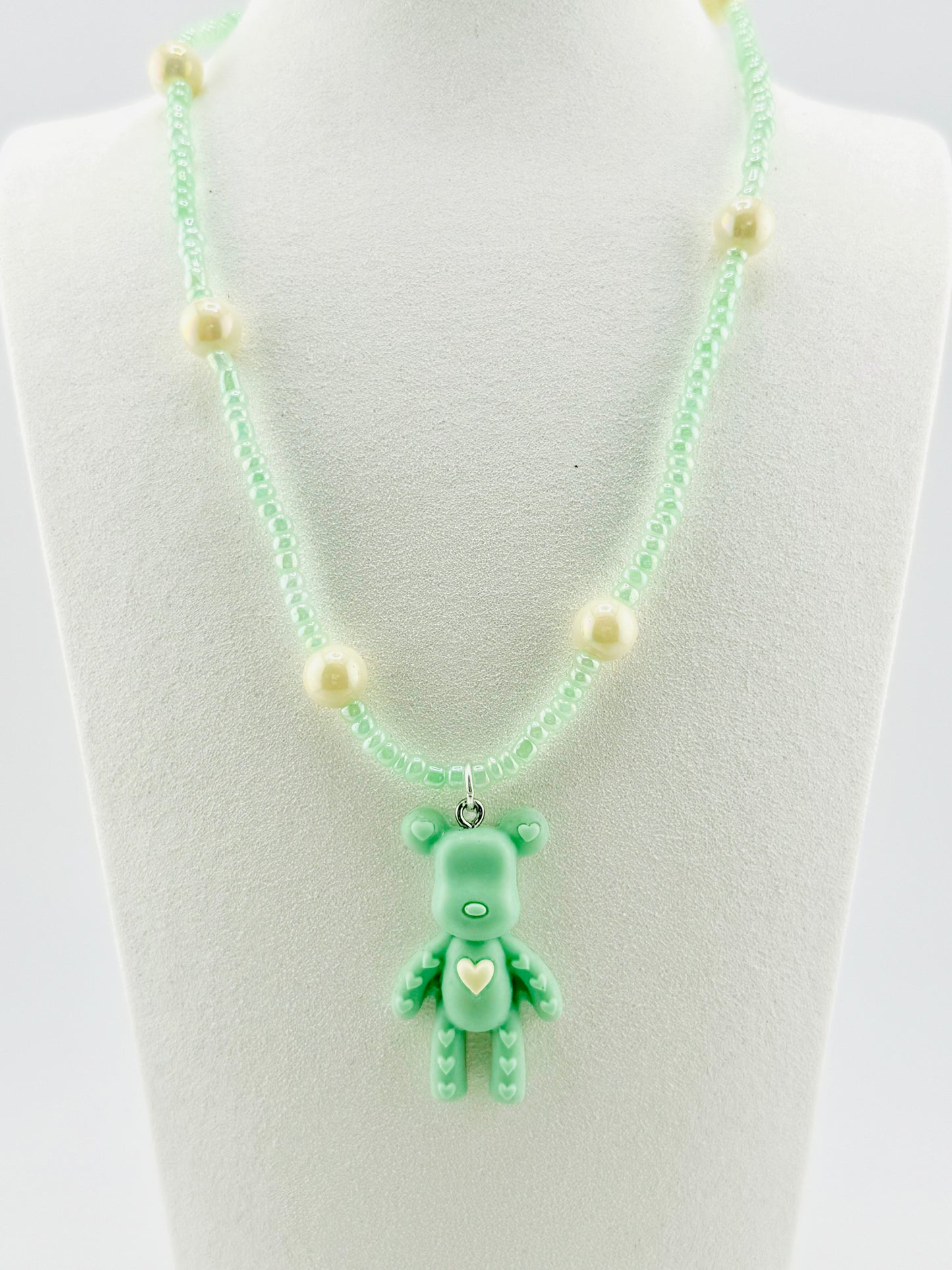 Maya green bear necklace