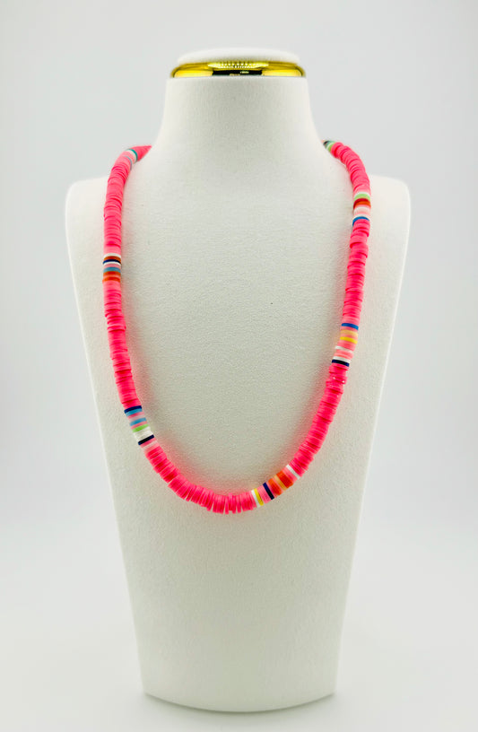 Addison pink clay bead necklace