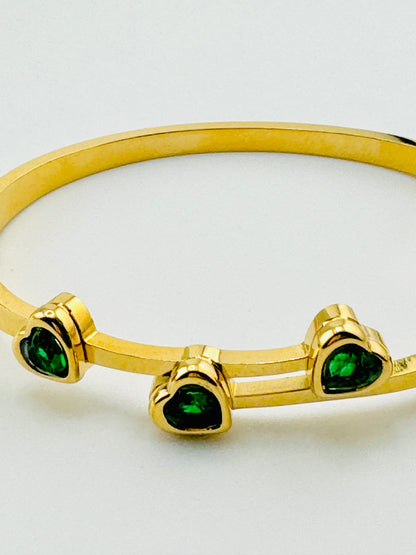 Sadie green rhinestone stainless Steel bangle bracelet