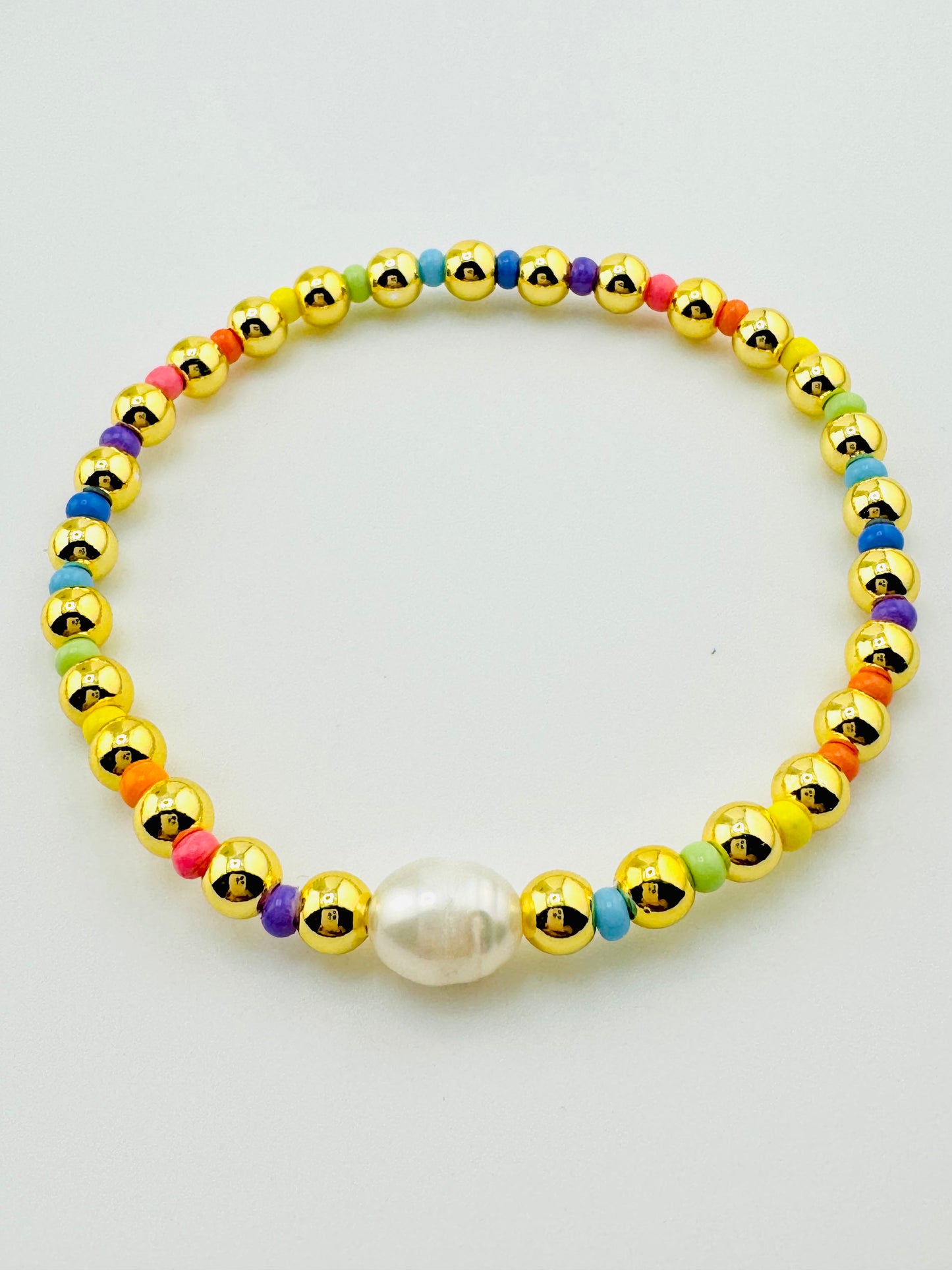 Kennedy rainbow color beads in gold filled bracelet