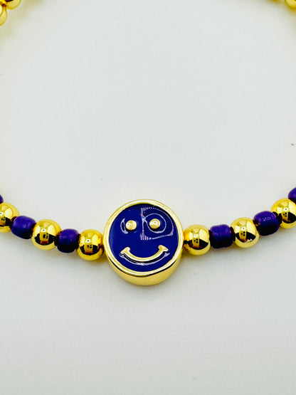 Cora purple happy face and gold filled bracelet