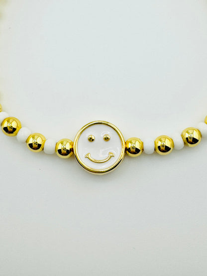 Caroline white happy face and gold filled bracelet