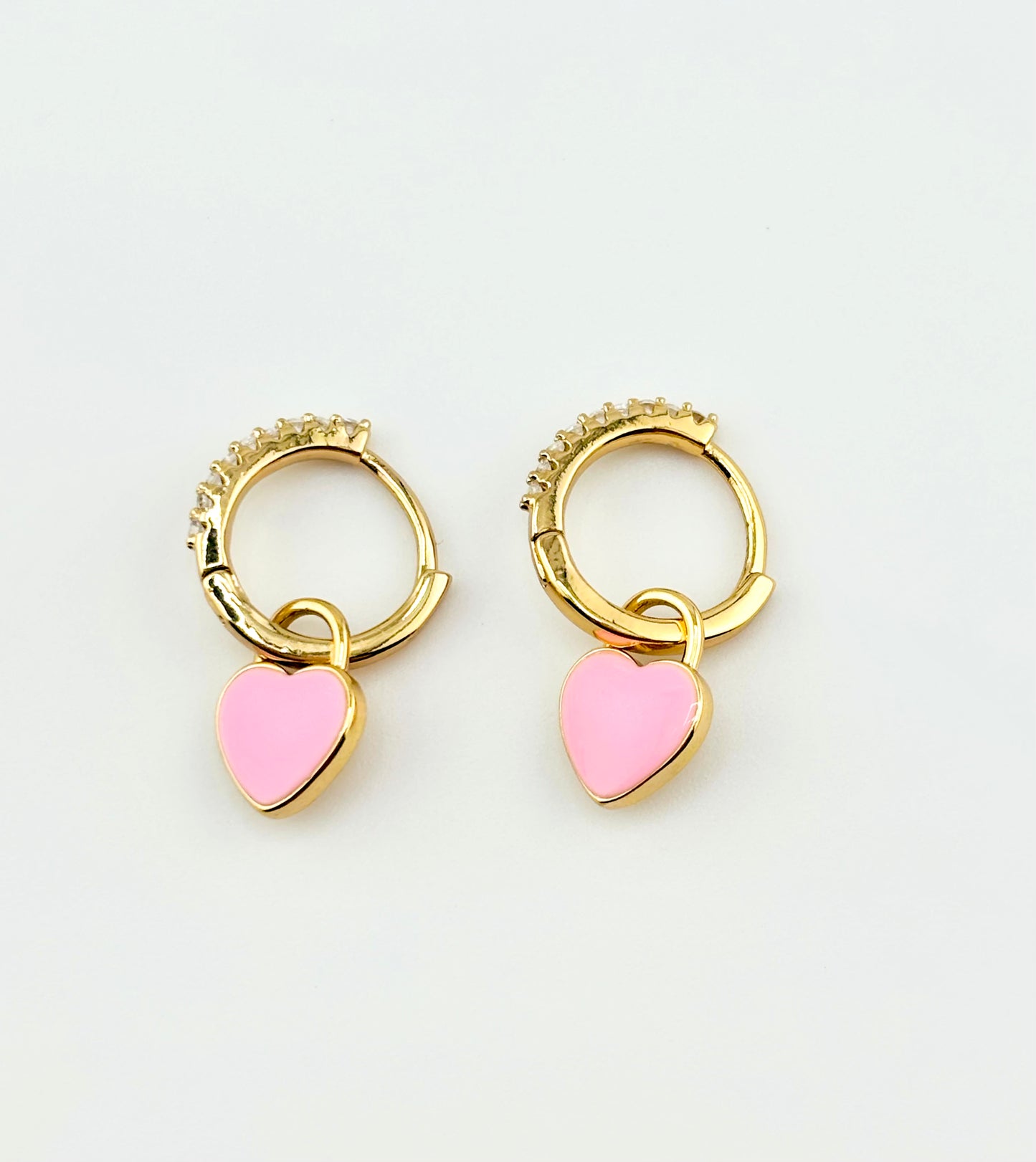 Paulina enamel heart 18k gold filled and cubic zirconia earrings