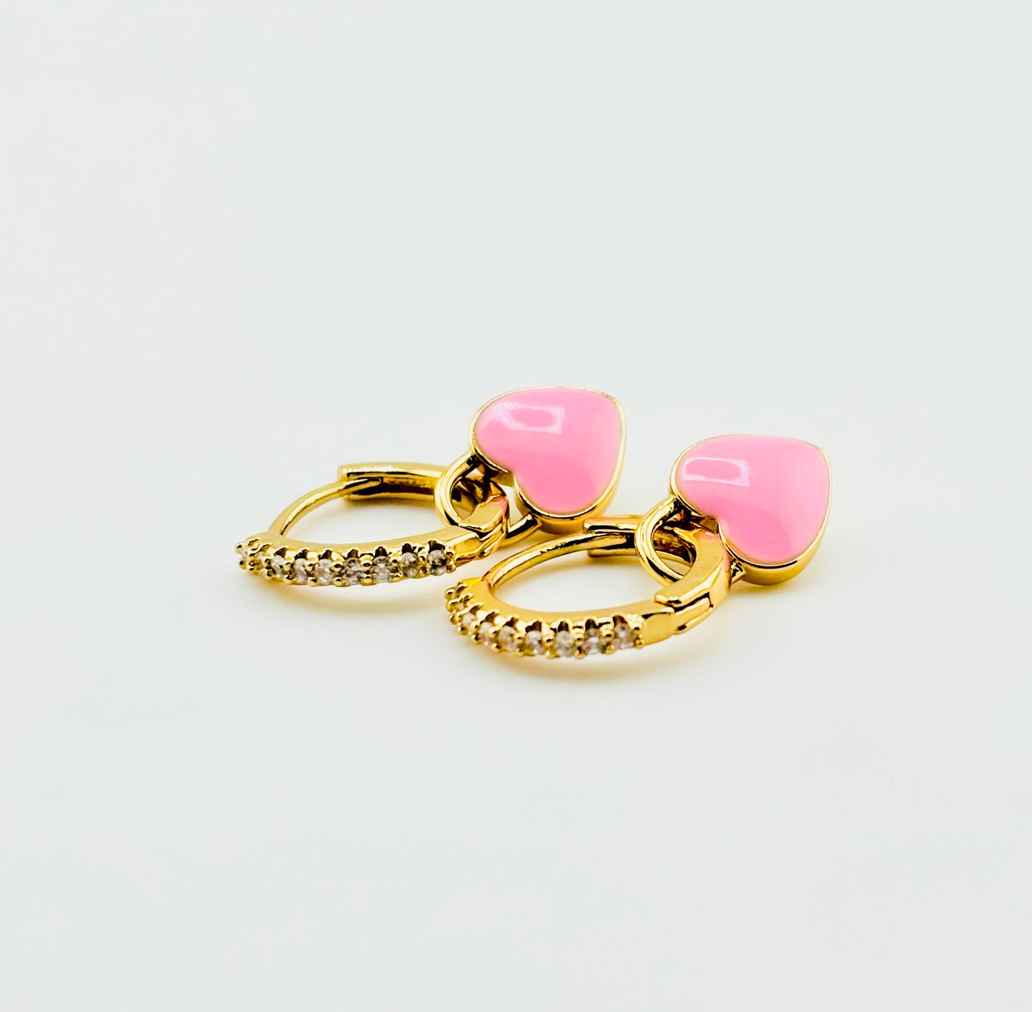Paulina enamel heart 18k gold filled and cubic zirconia earrings