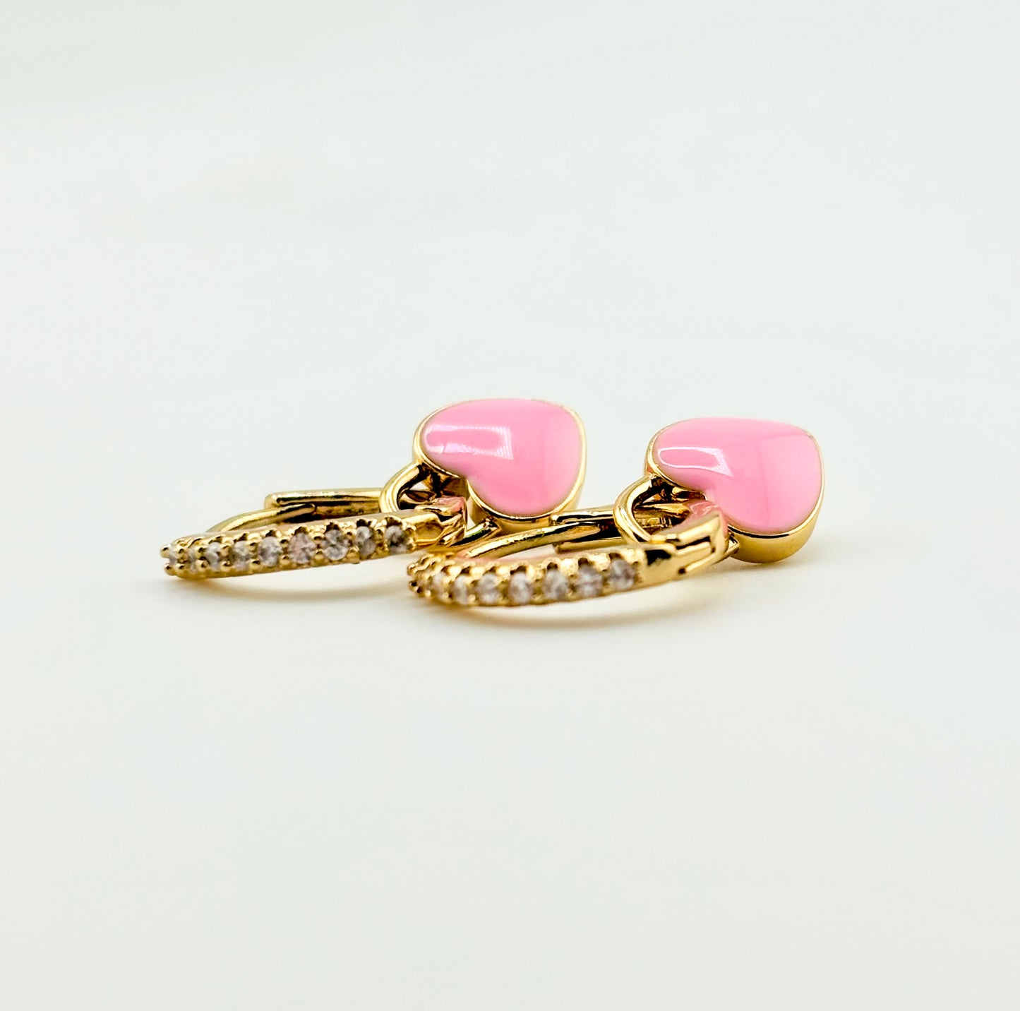 Paulina enamel heart 18k gold filled and cubic zirconia earrings