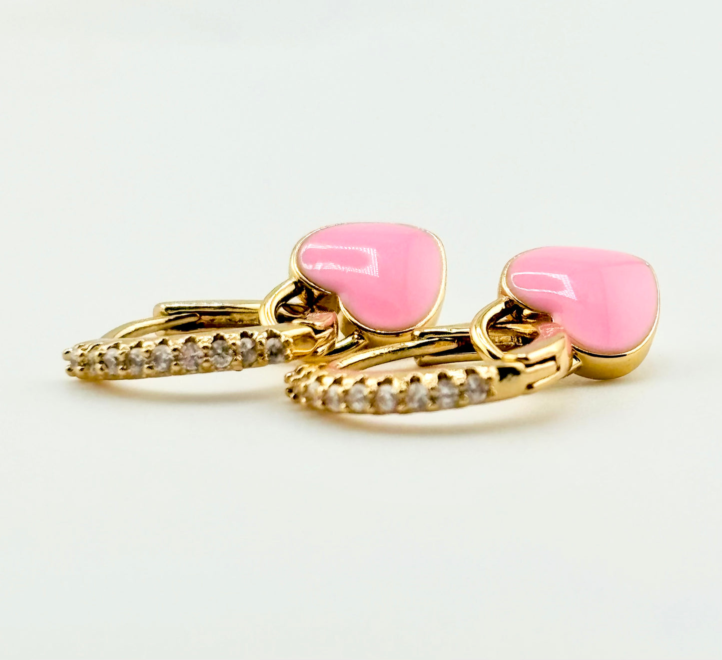 Paulina enamel heart 18k gold filled and cubic zirconia earrings