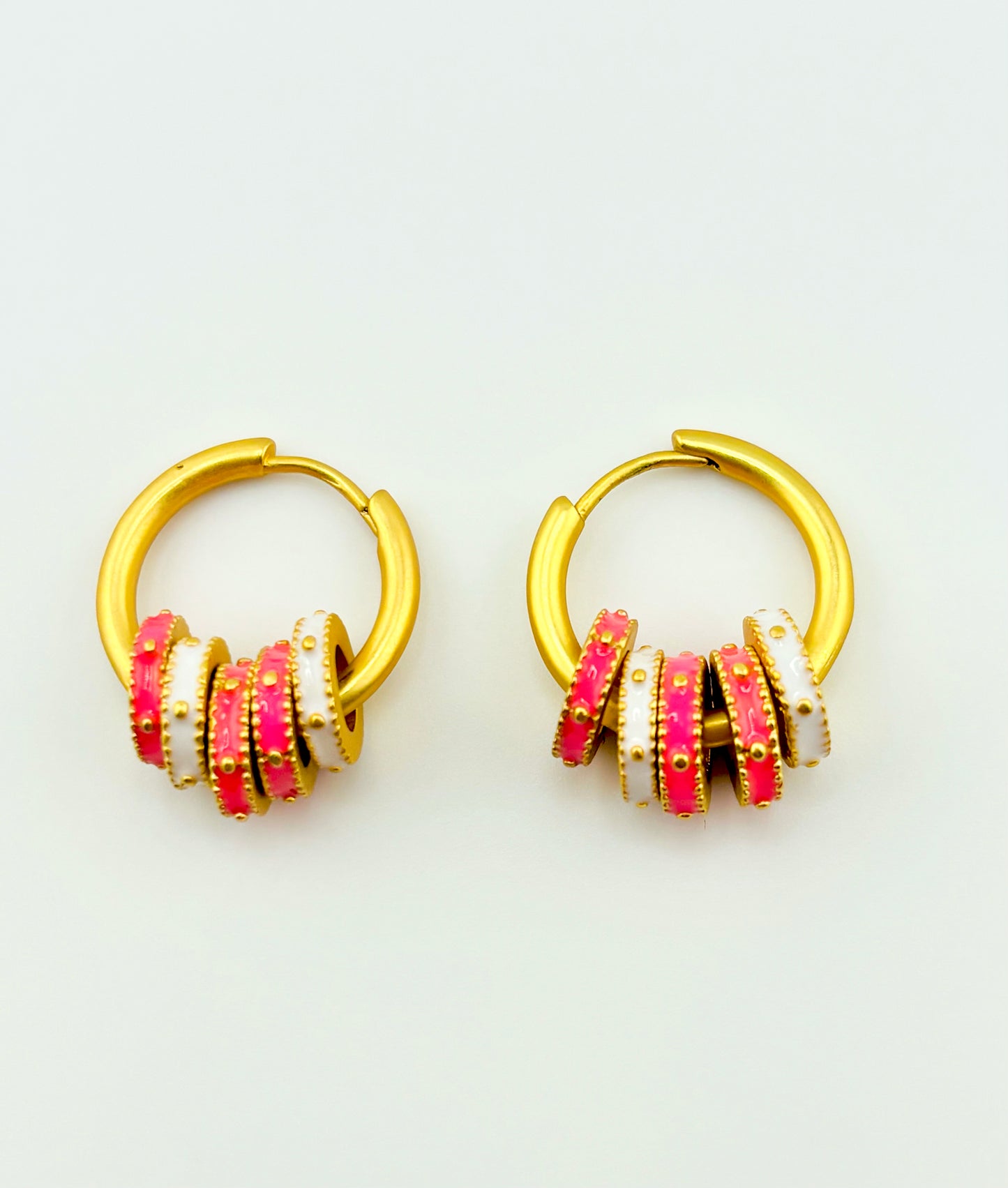 Lisa 18k gold filled hoops in pink texture earrings