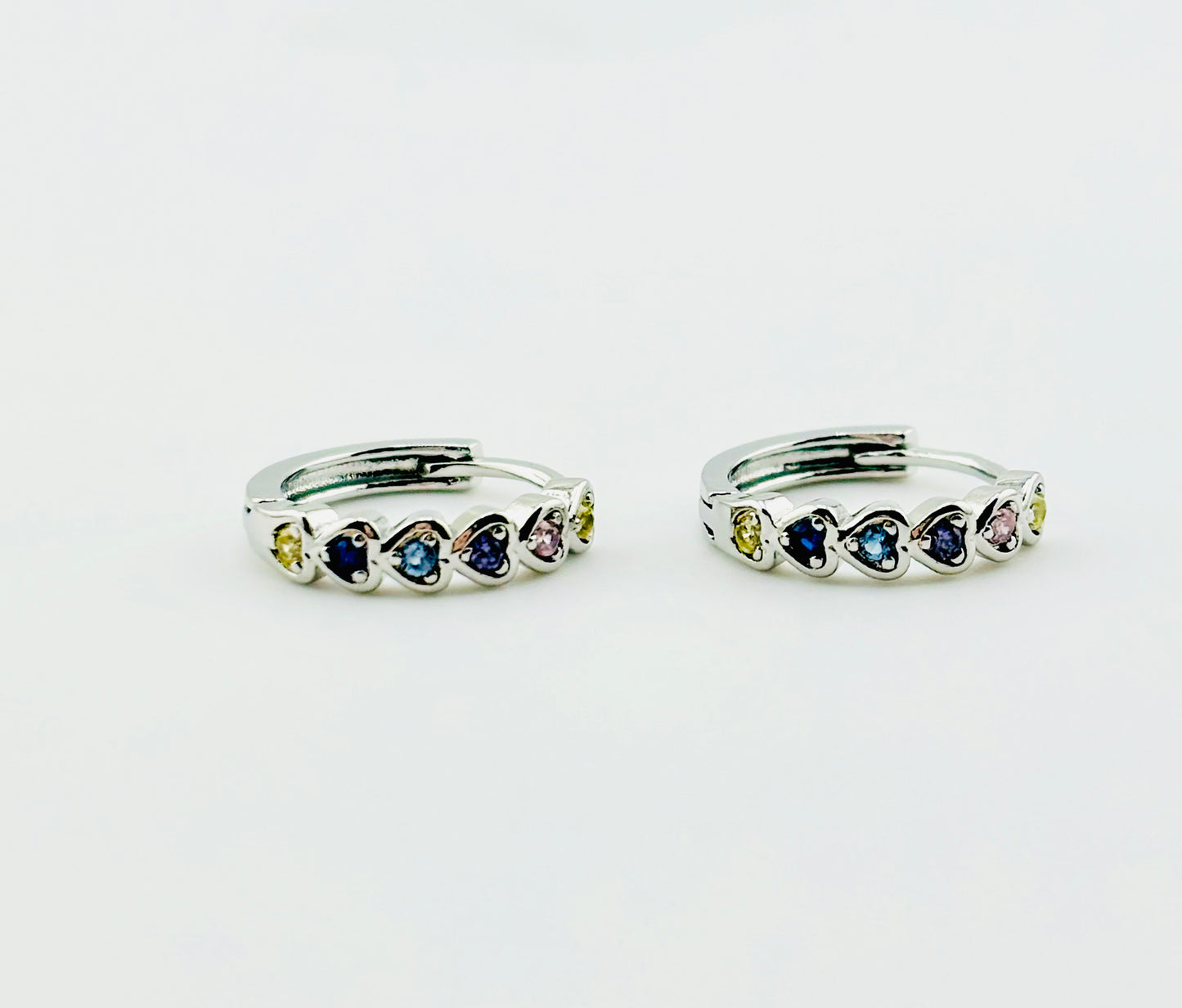 Luisa 925 sterling hoop earrings with blue rhinestones