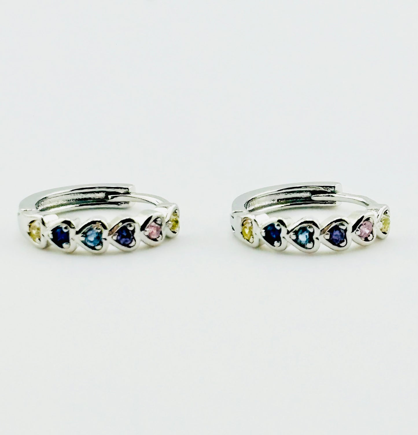 Luisa 925 sterling hoop earrings with blue rhinestones