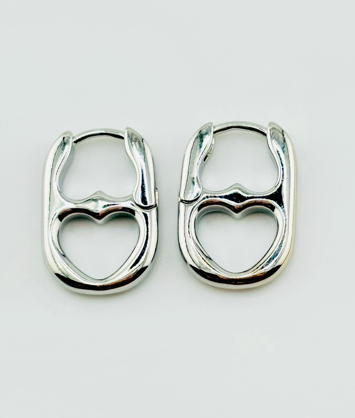 Heart shaped sterling silver can openers earrings