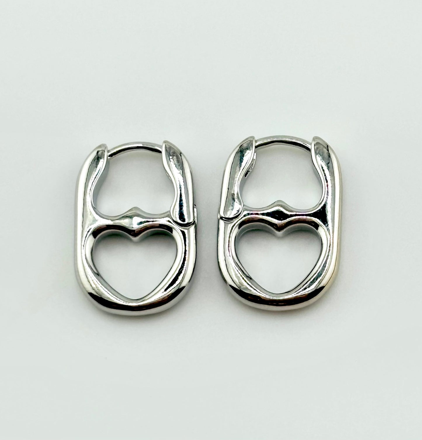Heart shaped sterling silver can openers earrings