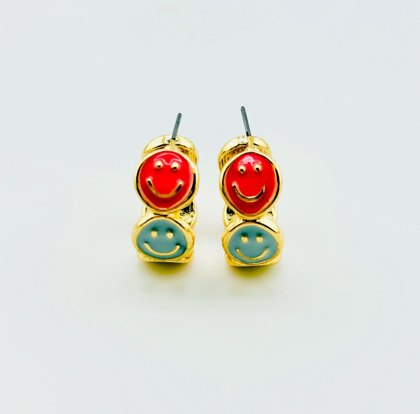 Happy face earrings in enamel hypoallergenic