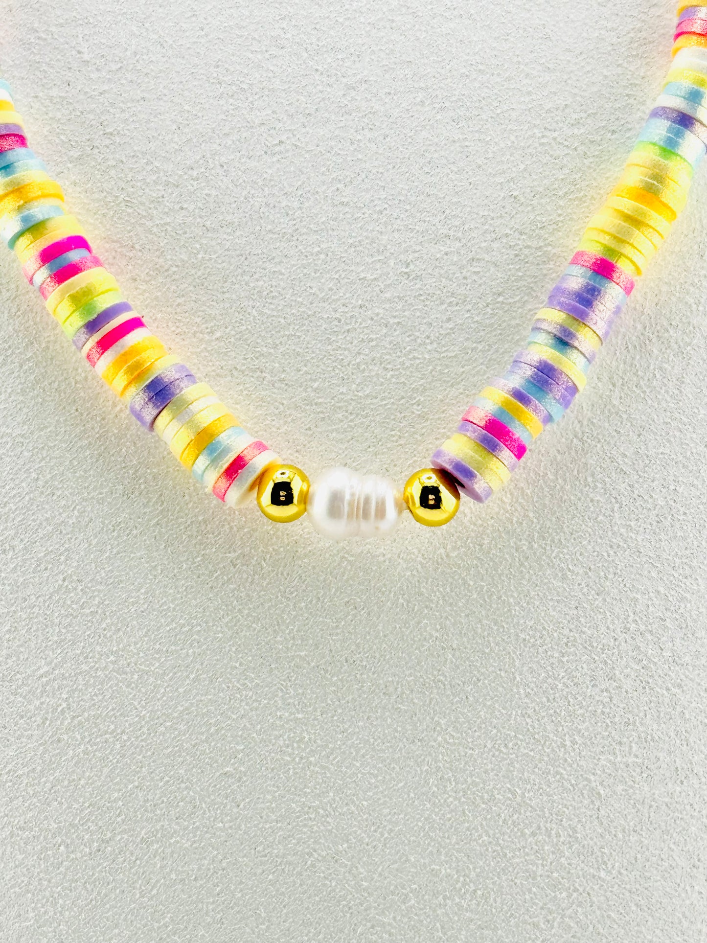 Cristina colorful necklace on fresh water pearl